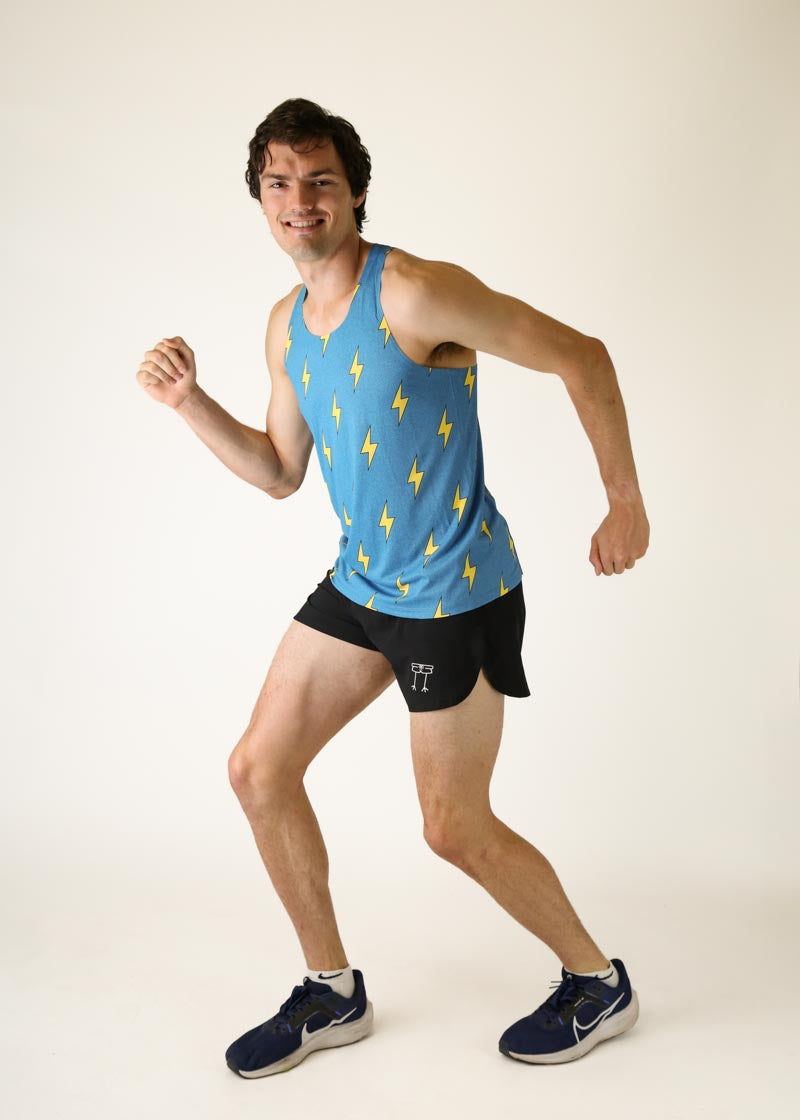 Men's Blue Bolts Performance Singlet - Breathable Workout Tank Top for Running & Gym - Lightweight Athletic Shirt for Men's Fitness & Training