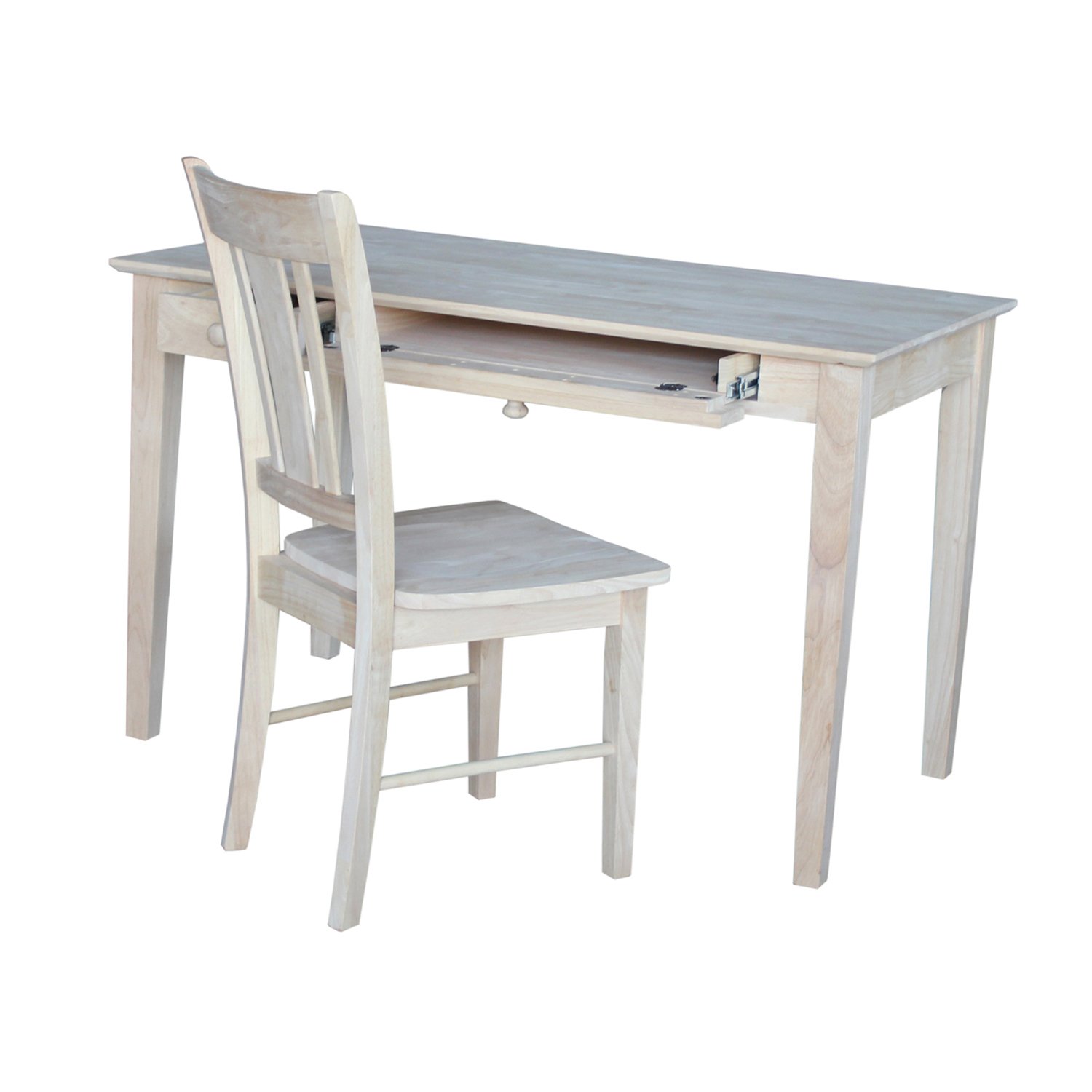 IC International Concepts Unfinished Wood Desk and Chair Set - Home Office Furniture for Study, Work, and Remote Learning
