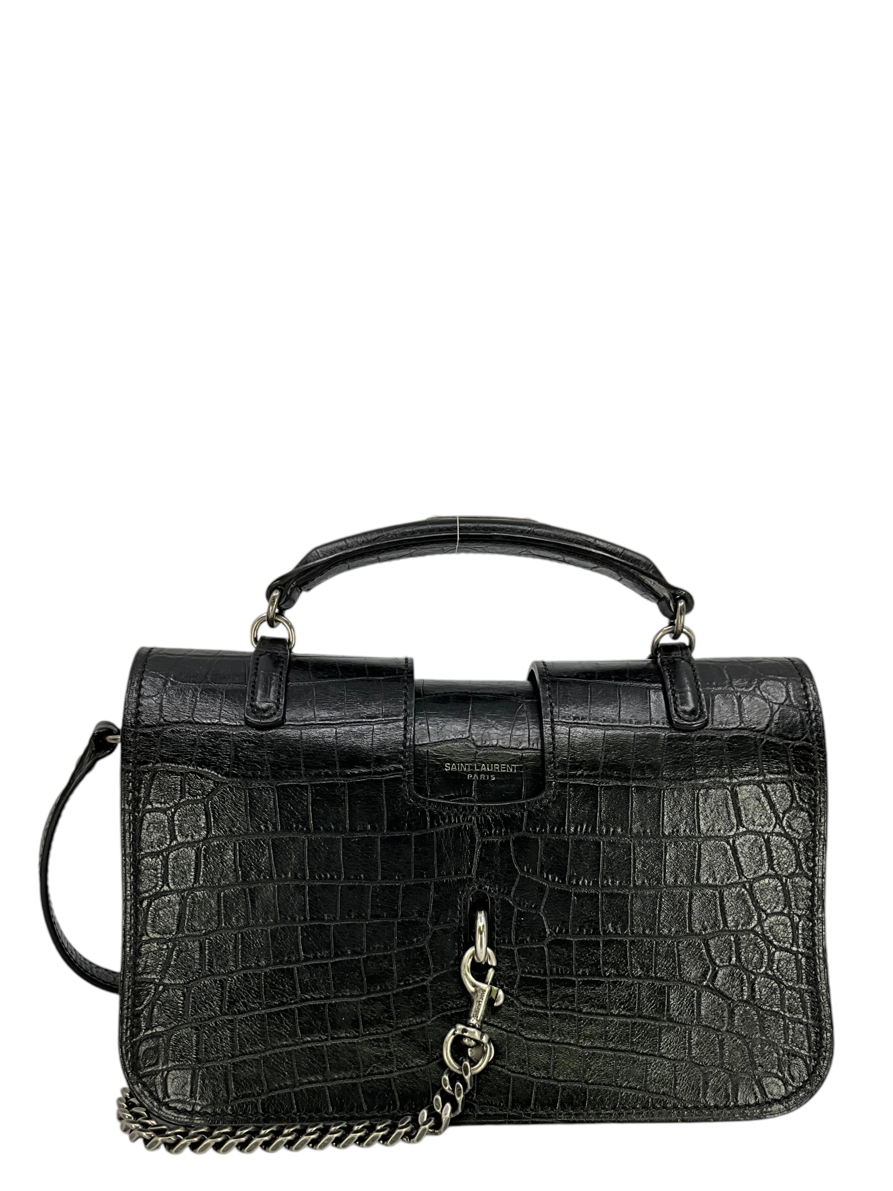 SAINT LAURENT Medium Charlotte Bag - Genuine Crocodile Embossed Leather Handbag for Women | Perfect for Work, Evening Events & Luxury Gift Giving