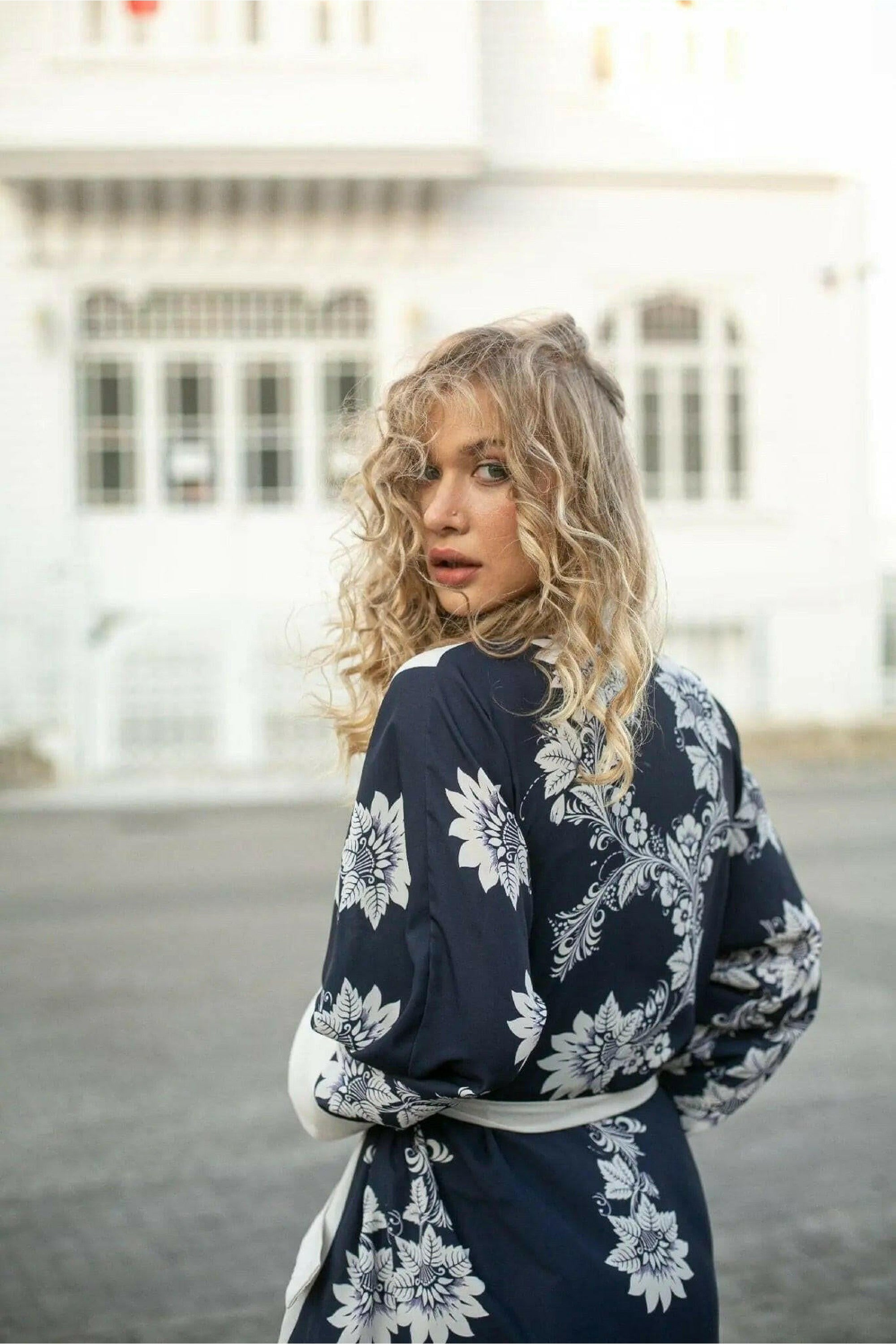 Japanese Inspired Sienna Open Front Kimono Robe - Lightweight Loungewear for Women, Perfect for Spa, Yoga, and Relaxation at Home