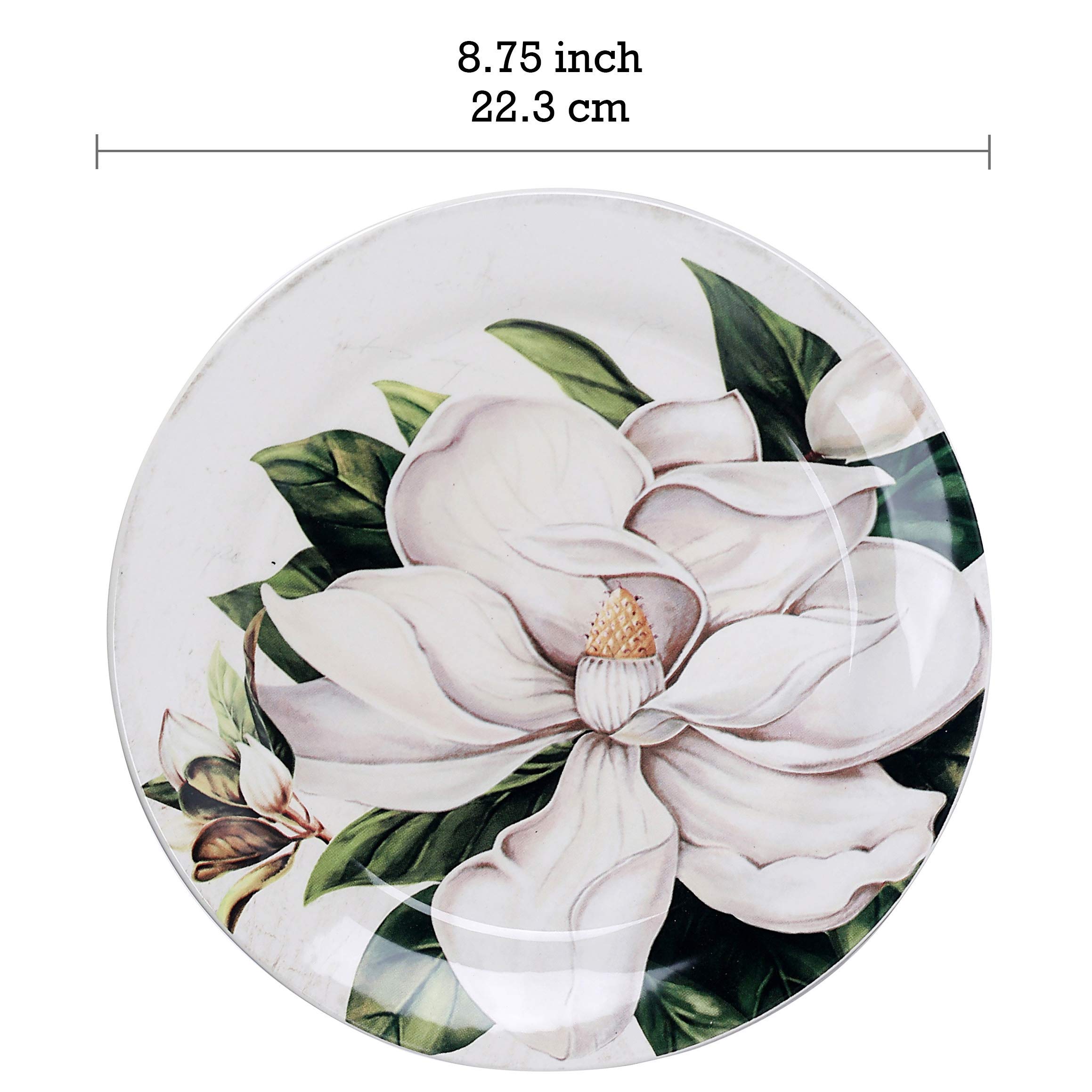 Bico Magnolia Floral Ceramic 16-Piece Dinnerware Set - Service for 4 with 11-Inch Dinner Plates, 8.75-Inch Salad Plates, 35-Oz Bowls & Mugs - Microwave & Dishwasher Safe - Perfect for Dinner Parties, Family Gatherings & Everyday Use