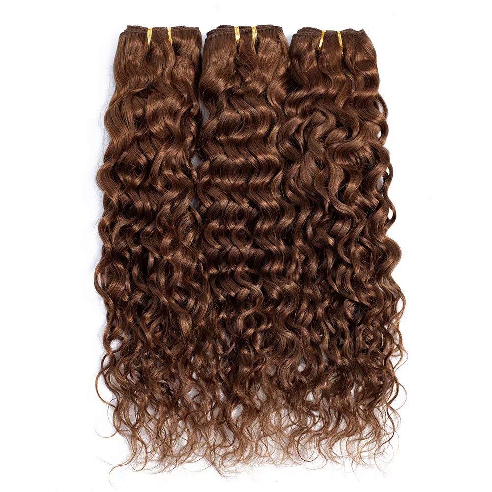 FEEL ME 8A Mink Brazilian Water Wave Human Hair Bundles - Unprocessed Virgin Hair Extensions (16/18/20 Inch, Color 4) for Natural Looking Weaves & Protective Styles - Perfect for Daily Wear, Special Occasions & Salon Styling