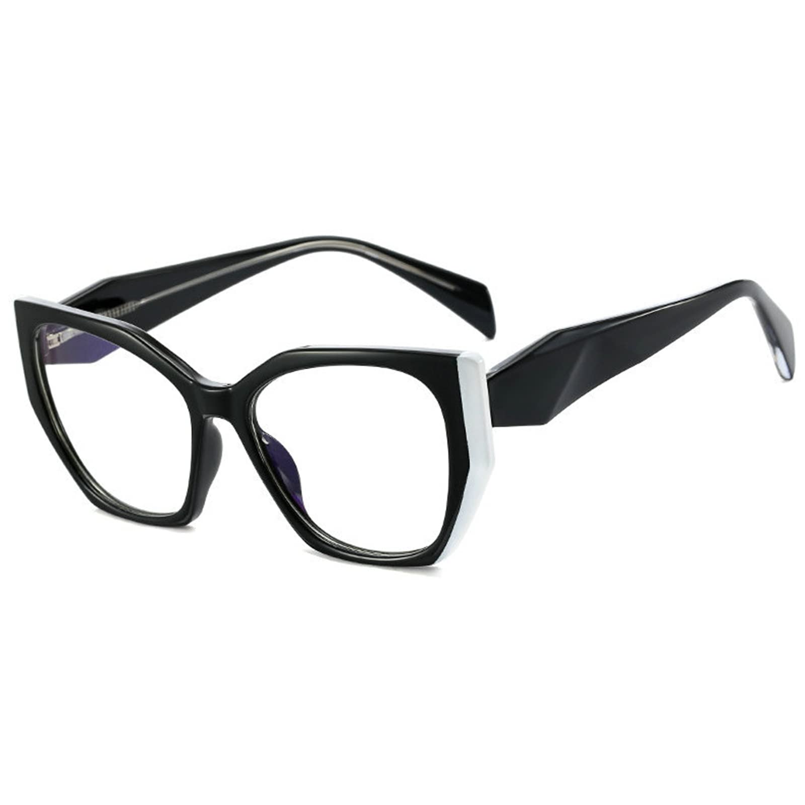 Stylish Oversized Cat Eye Blue Light Blocking Glasses for Women - Square Frame UV Protection & Anti Eyestrain Computer Glasses - Perfect for Office Work, Gaming & Screen Time
