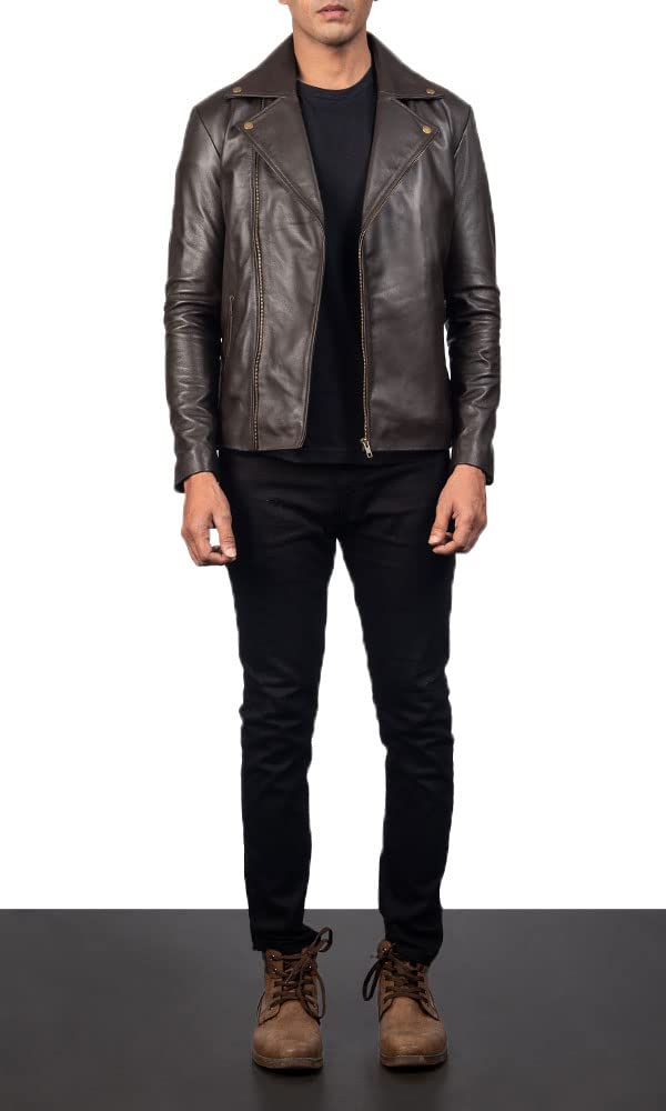 The Jacket Maker Noah Men's Motorcycle Jacket - Genuine Leather Double Rider Biker Jacket for Men | Perfect for Riding, Casual Wear & Outdoor Adventures