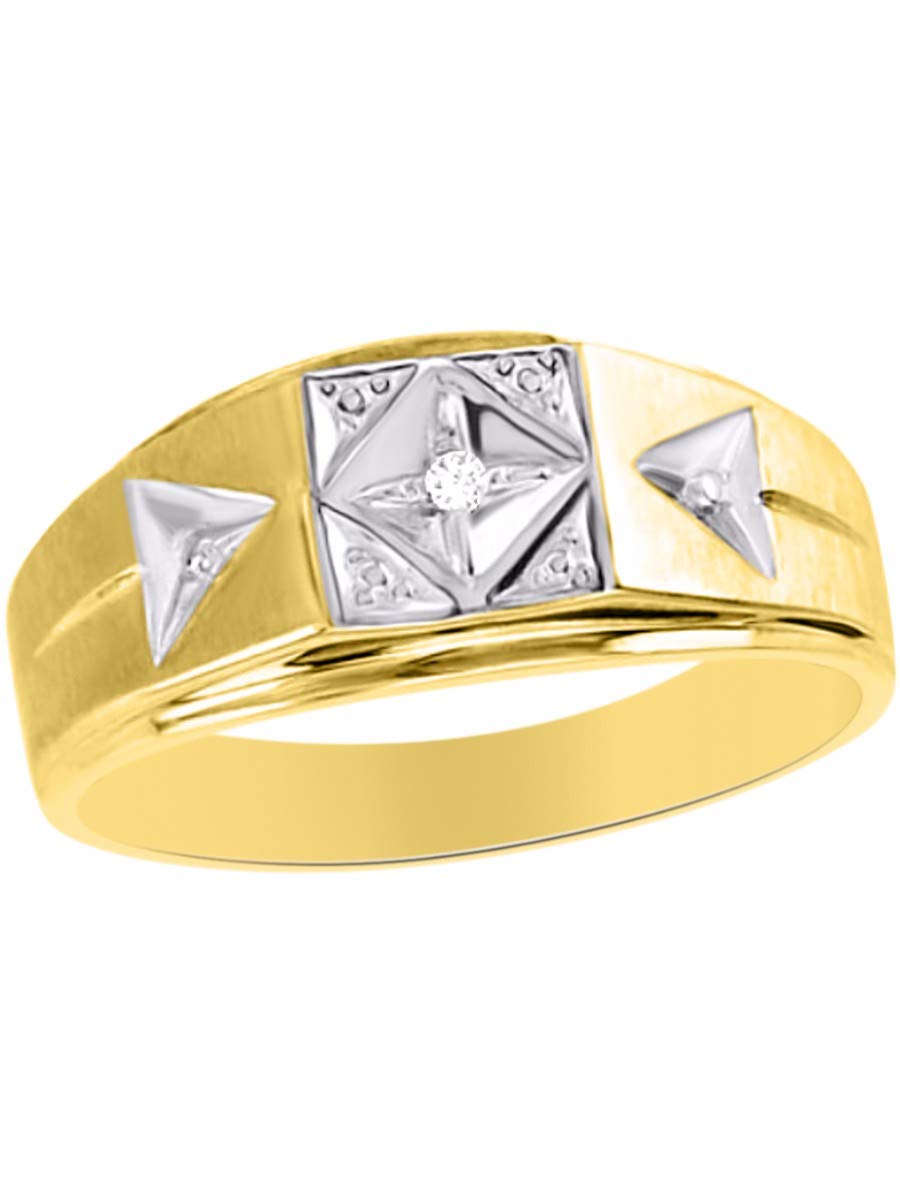 RYLOS Sterling Silver & Gold Plated Men's Rings with Genuine Diamonds - Sizes 6-13 - Elegant Wedding Band, Anniversary Gift & Everyday Jewelry for Men