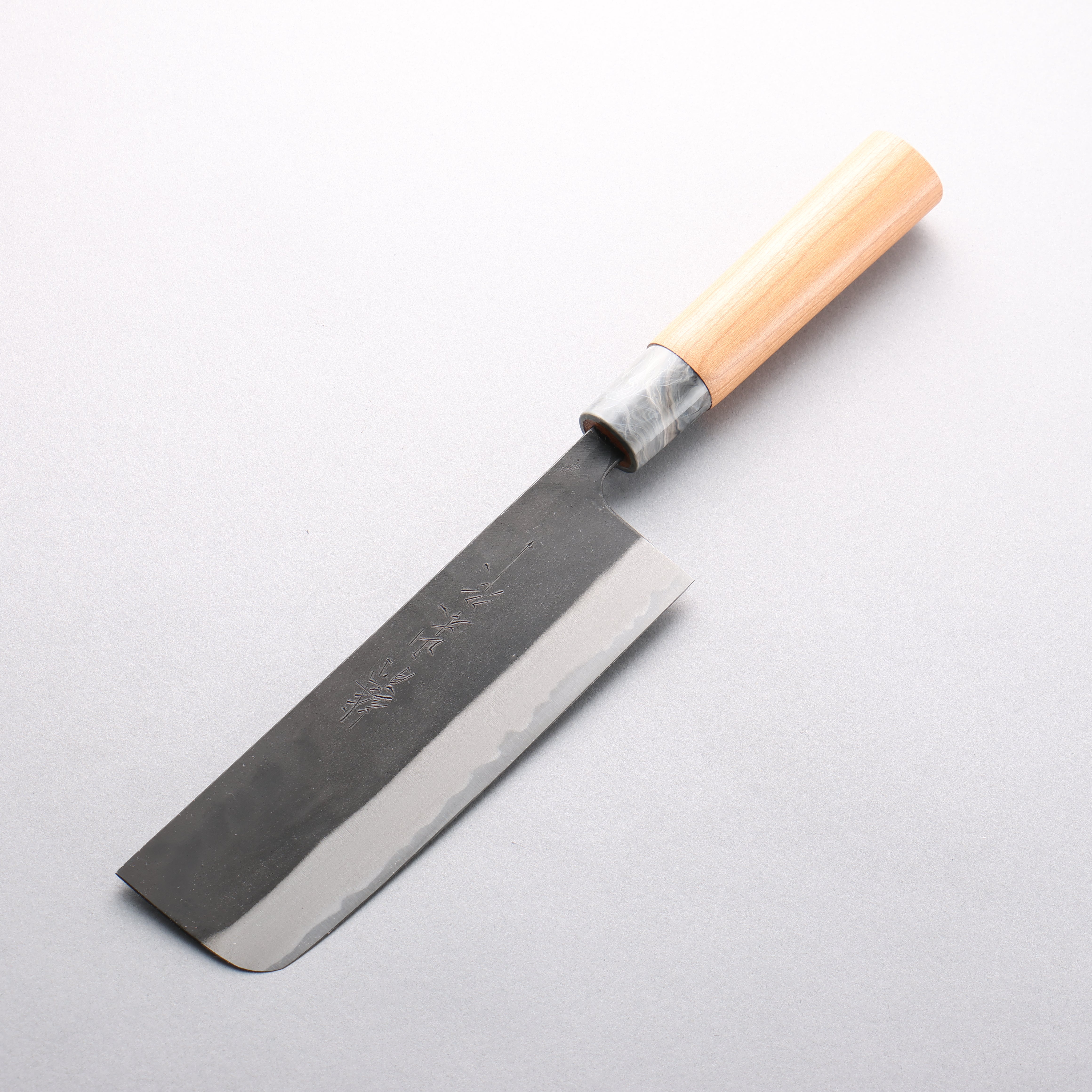 Premium Nao Yamamoto White Steel No.2 Kurouchi Nakiri Knife 165mm - Japanese Cherry Wood Handle - Professional Chef & Home Cooking Vegetable Chopper