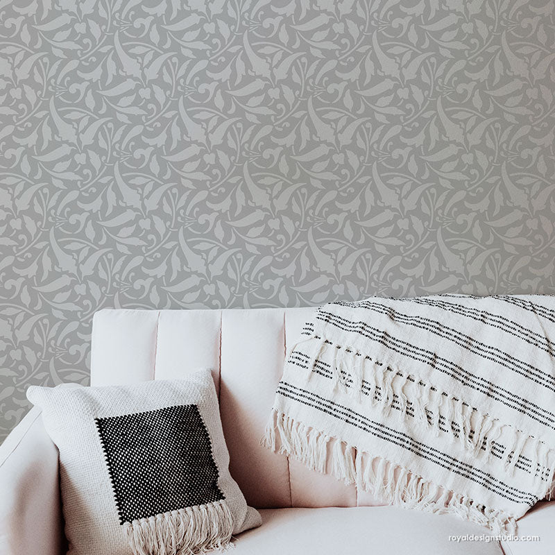 Interlacing Leaves Allover Stencil - Reusable DIY Painting Template for Walls, Furniture & Fabric - Perfect for Home Decor, Crafts & Scrapbooking