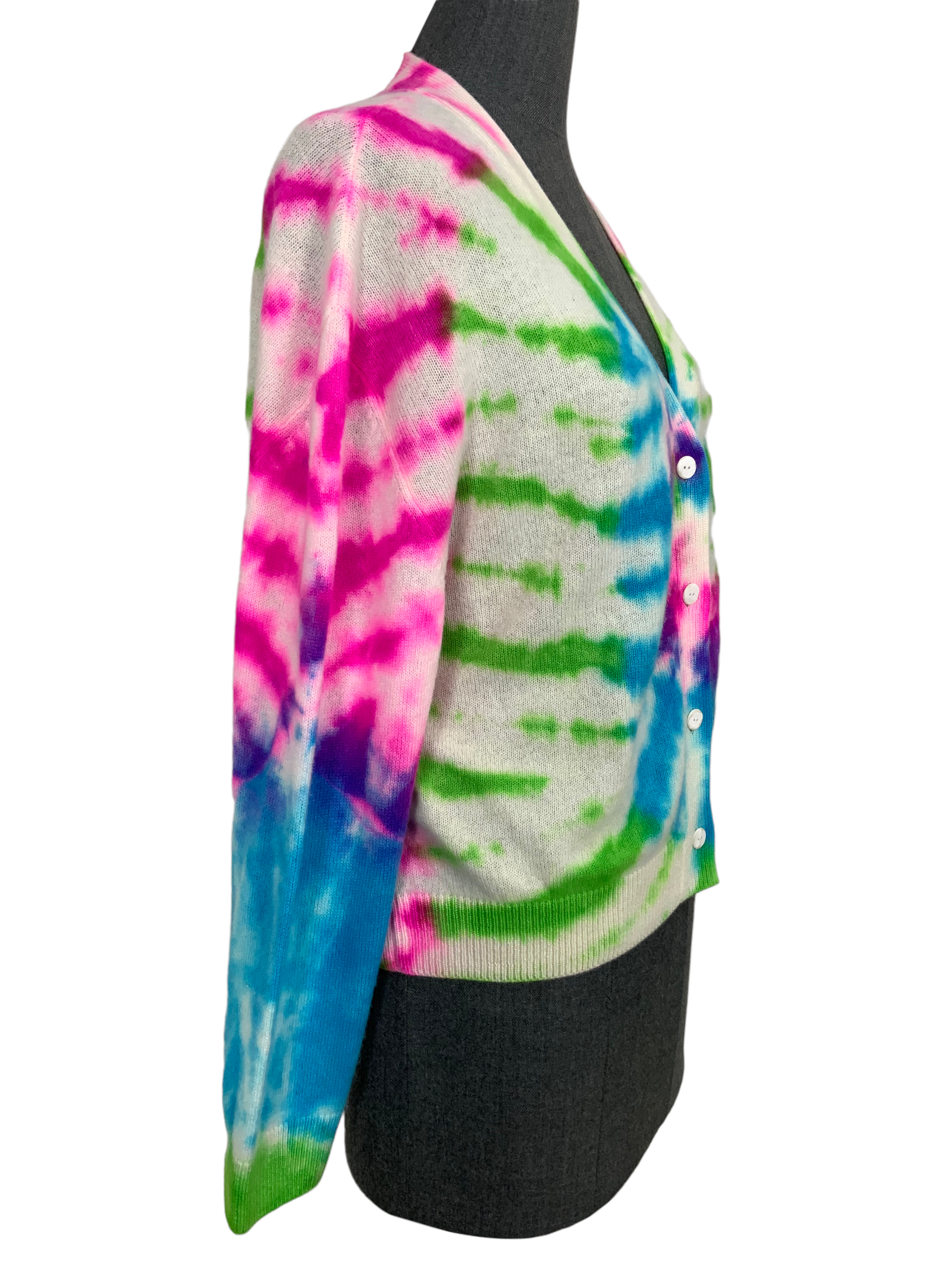 The Elder Statesman Tie Dye Cashmere Cardigan Women's Size S - Soft Luxury Sweater for Fall & Winter, Perfect for Casual Outings & Cozy Evenings