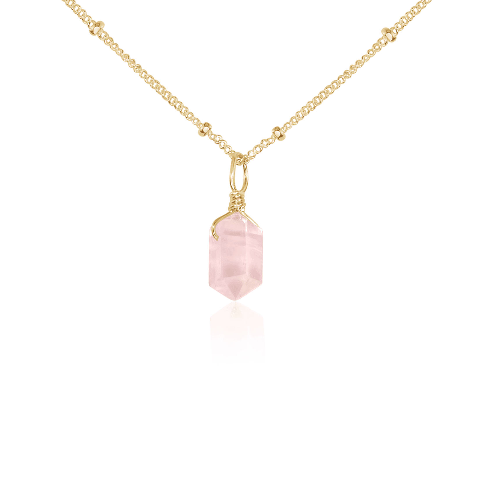 Rose Quartz Mini Double Terminated Crystal Point Pendant Necklace - Healing Crystal Jewelry for Women, Spiritual Gift & Chakra Balancing | Perfect for Meditation, Energy Work & Everyday Wear