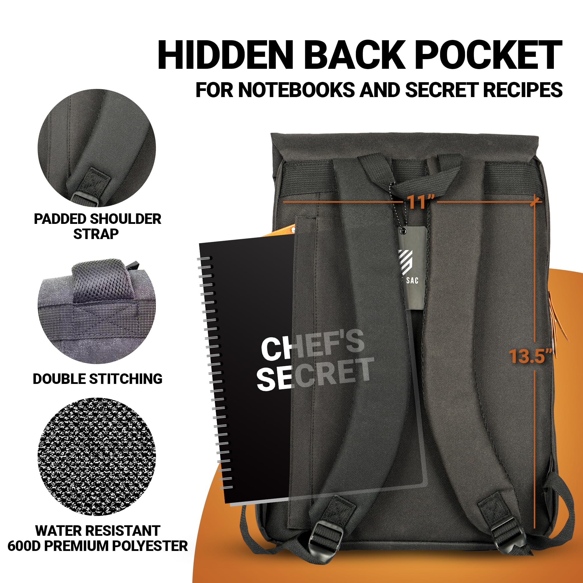 **Professional Chef Knife Bag Backpack - 30+ Pockets for Knives & Culinary Tools | Heavy-Duty Knife Carrying Case with Hidden Tablet Pocket | Ideal for Chefs, Culinary Students & Cooking Enthusiasts (Black) - Perfect for Kitchen, Travel & Cooking Classes**