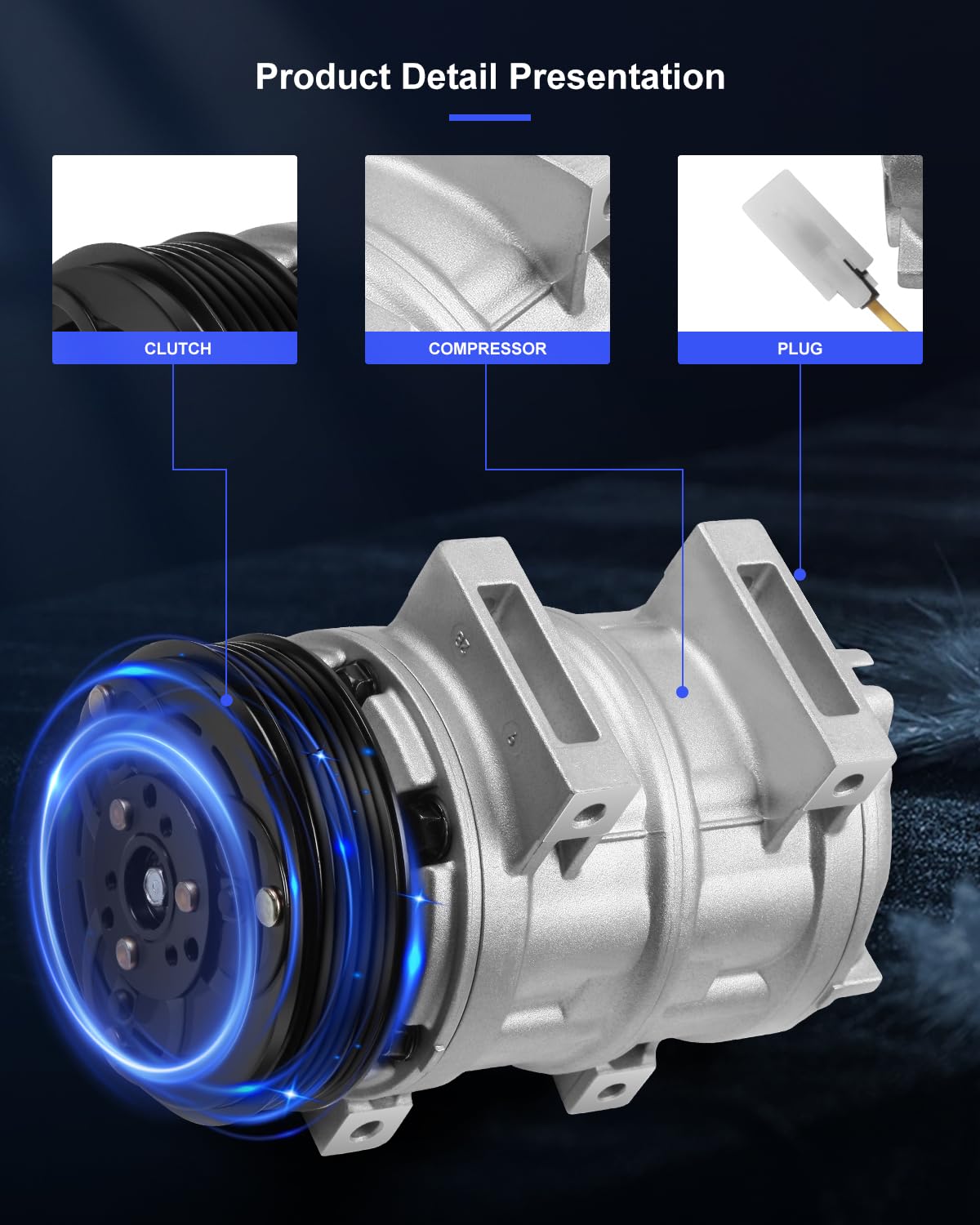 ECCPP Air Conditioning Compressor for Volvo C70 1999-2004 & S40 2000-2004 - Replacement A/C Compressor for Cool Driving Comfort