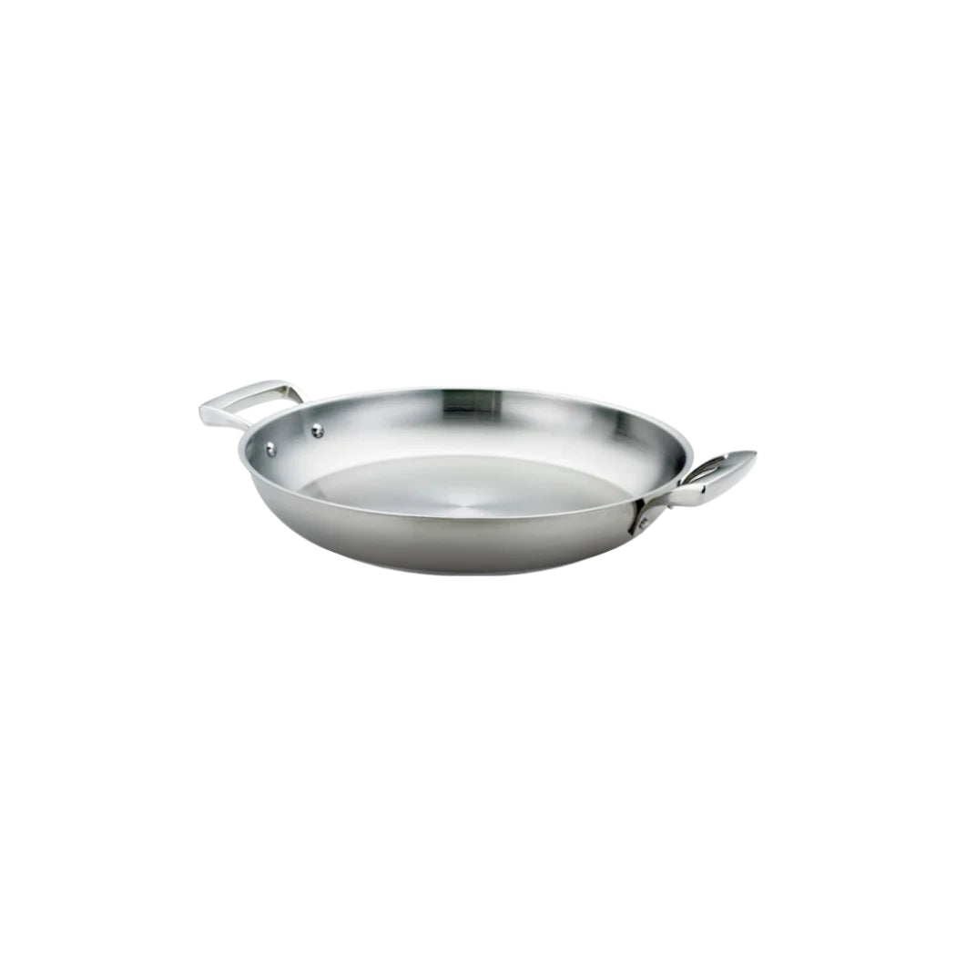 Thermalloy 11-Inch Stainless Steel Paella Pan - Professional Spanish Cooking Pan for Seafood, Rice & Sautéing - Perfect for Home Chefs & Outdoor Cooking