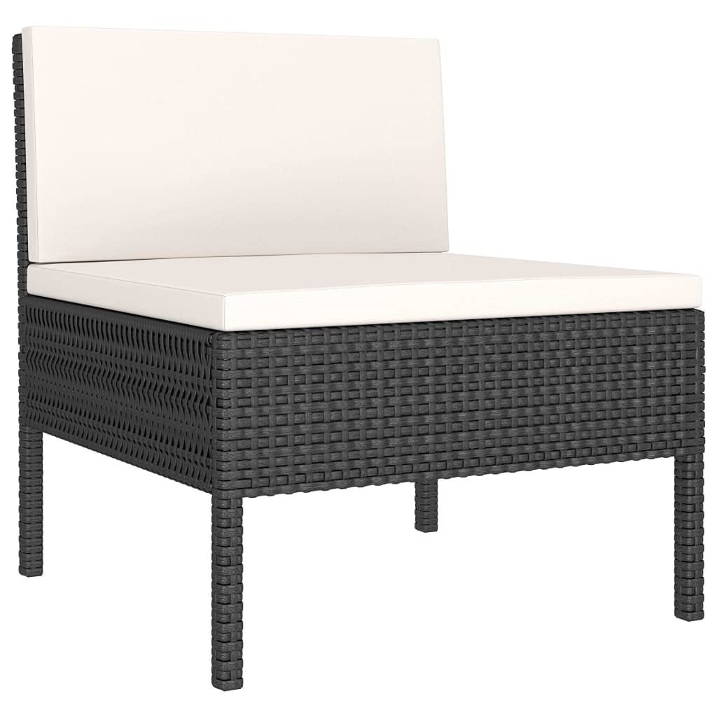 2-Piece Black Poly Rattan Outdoor Garden Lounge Set with Comfortable Cushions - Perfect for Patio, Terrace, and Backyard Relaxation