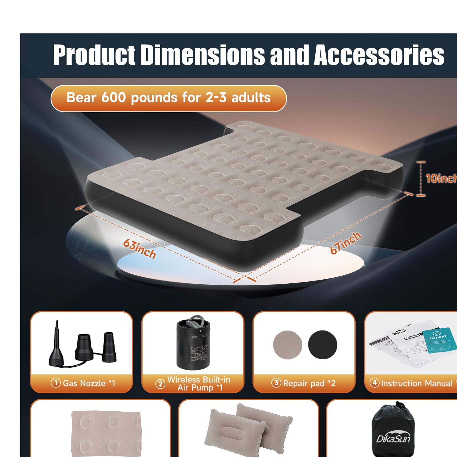 **5-5.8 ft Truck Bed Air Mattress – Full Size Short Inflatable Mattress for Camping, Road Trips & Outdoor Adventures**    *Perfect for short truck beds, camping trips, road travel, and outdoor relaxation!*