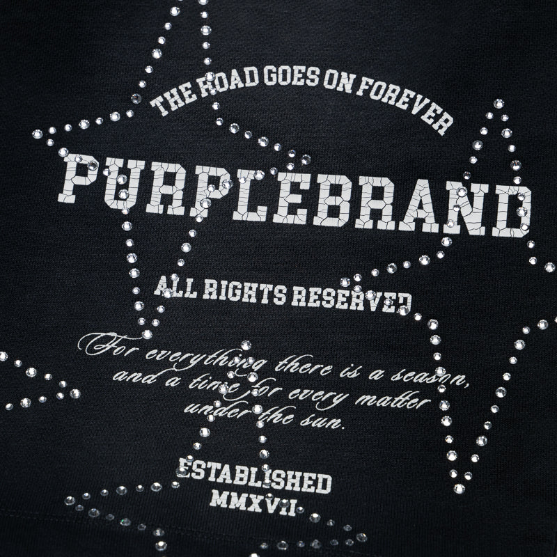 Purple Brand Stacked Crystal Stars Short Sleeve T-Shirt - Black | Trendy Fashion Top for Women | Perfect for Casual Wear, Parties & Everyday Outfits