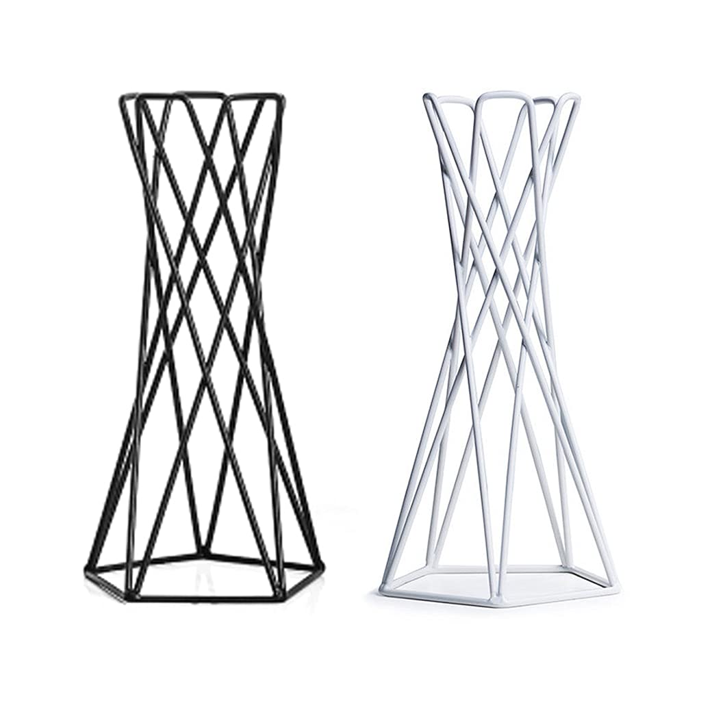 Nordic Air Plant Holder - Geometric Iron Tillandsia Stand with Metal Flower Pot, Black | Modern Home & Office Decor for Succulents, Air Plants & Small Plants