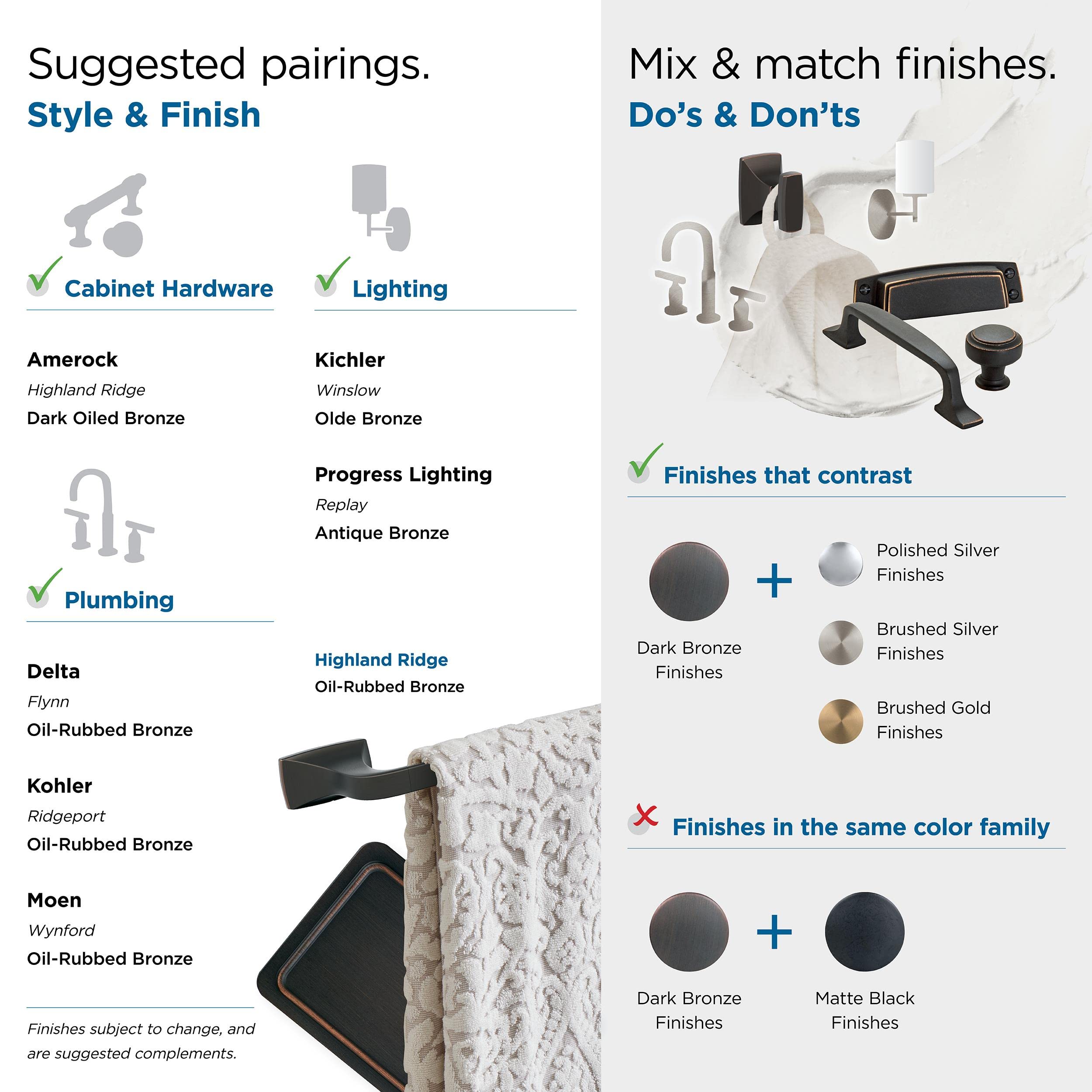 Amerock Highland Ridge 24 Inch Oil Rubbed Bronze Towel Bar Set - 4 Piece Bathroom Accessory Kit for Modern Bathrooms & Spa Decor (610mm)