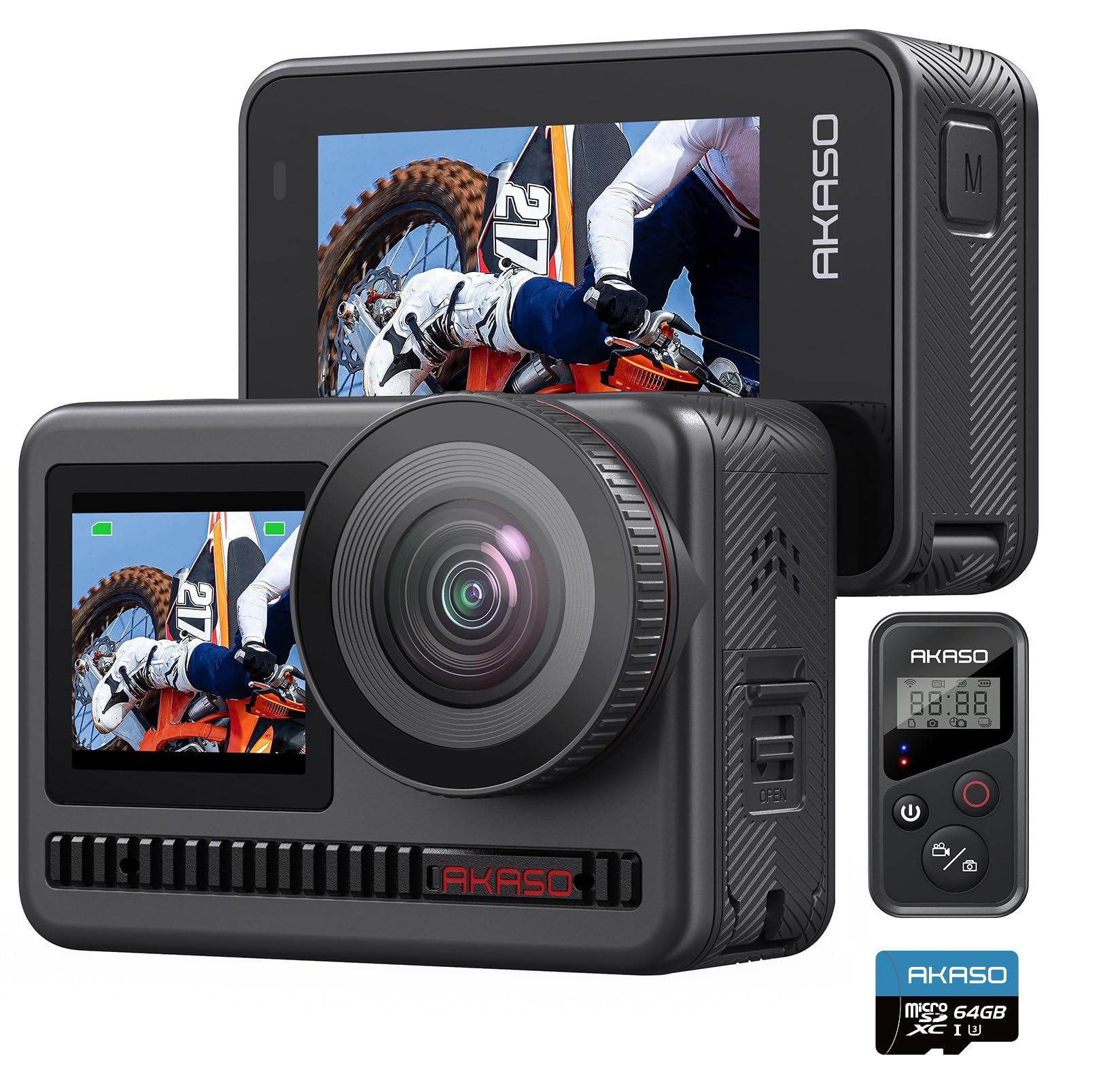 AKASO Brave 8 4K60FPS Waterproof Action Camera - 48MP Touch Screen, 16x Slow Motion, SuperSmooth Stabilization, Wide Angle Lens - Includes 64GB U3 microSDXC Card - Perfect for Underwater Diving, Surfing, Skiing & Adventure Sports