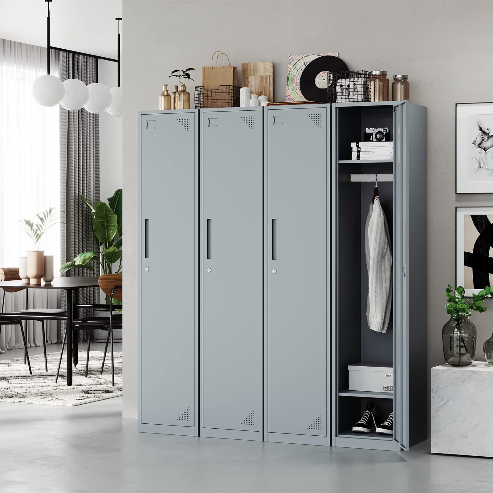 STANI Heavy Duty Metal Locker with Lock - Secure Steel Storage Cabinet for Home, Gym, School & Office - Employee Lockers, Tall Storage Locker for Clothes, Shoes & Equipment (Ideal for Lockers Rooms, Workplaces & Fitness Centers)