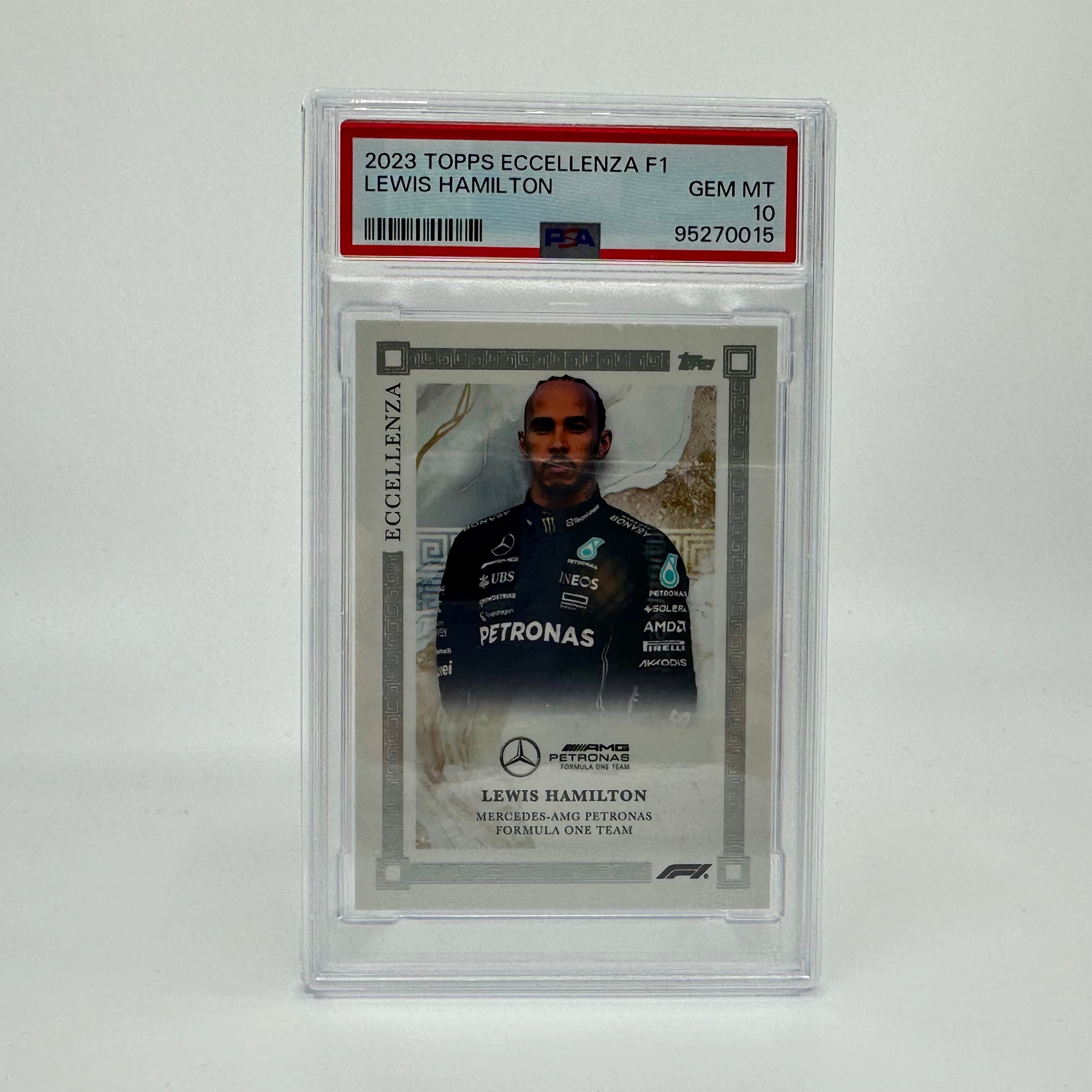 PSA 10 Graded Lewis Hamilton 2023 Eccellenza Trading Card - Rare Collectible for F1 Fans & Sports Memorabilia Enthusiasts | Perfect for Display, Investment, and Racing Memorabilia Collections