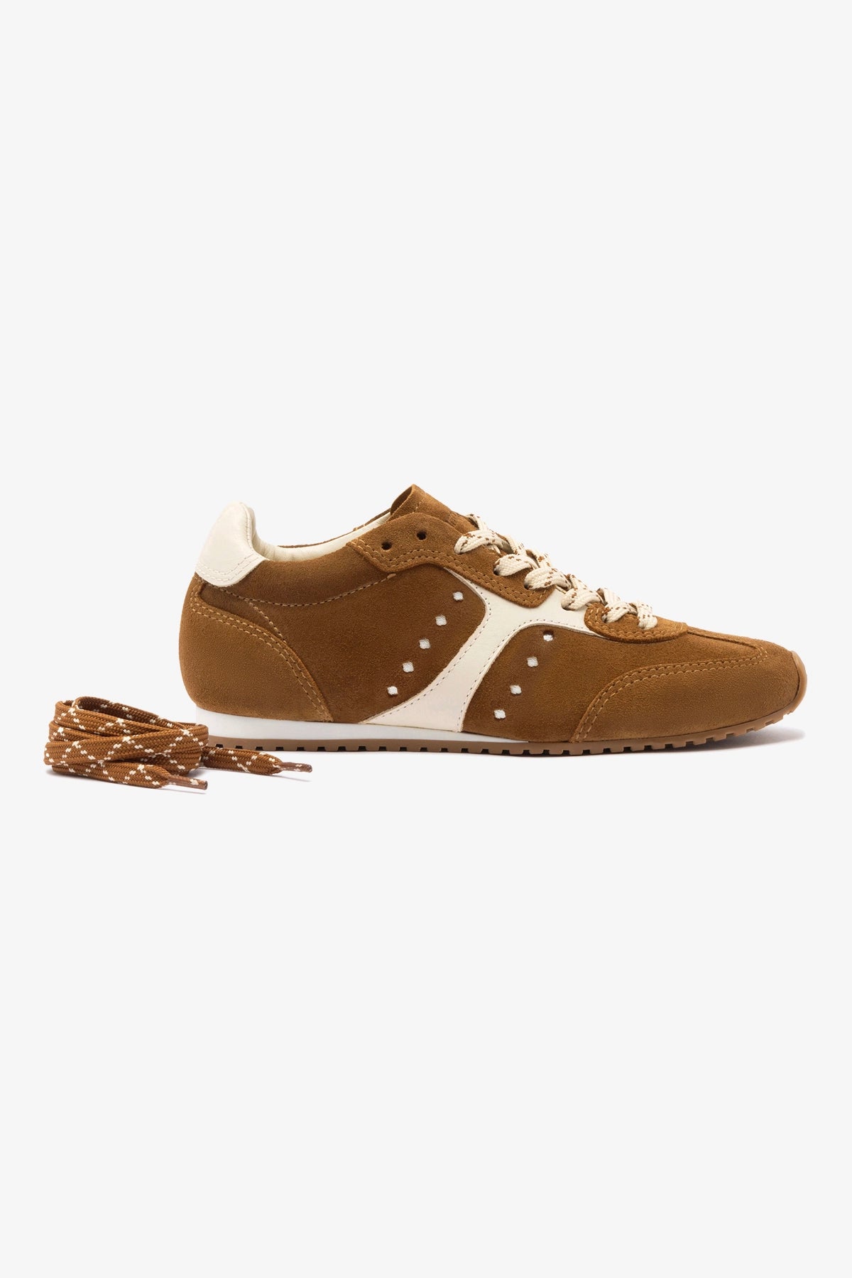 Stella Women's Sneakers in Russet Suede & Ivory Leather - Comfortable Casual Walking Shoes for Everyday Wear, Gym, and Travel