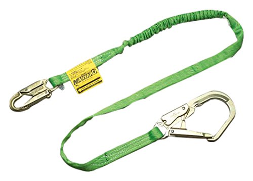 Honeywell 219TWRS/6FTGN Miller Shock-Absorbing Safety Lanyard - 6ft Green Stretchable Web with Locking Snap Hook & 2.5