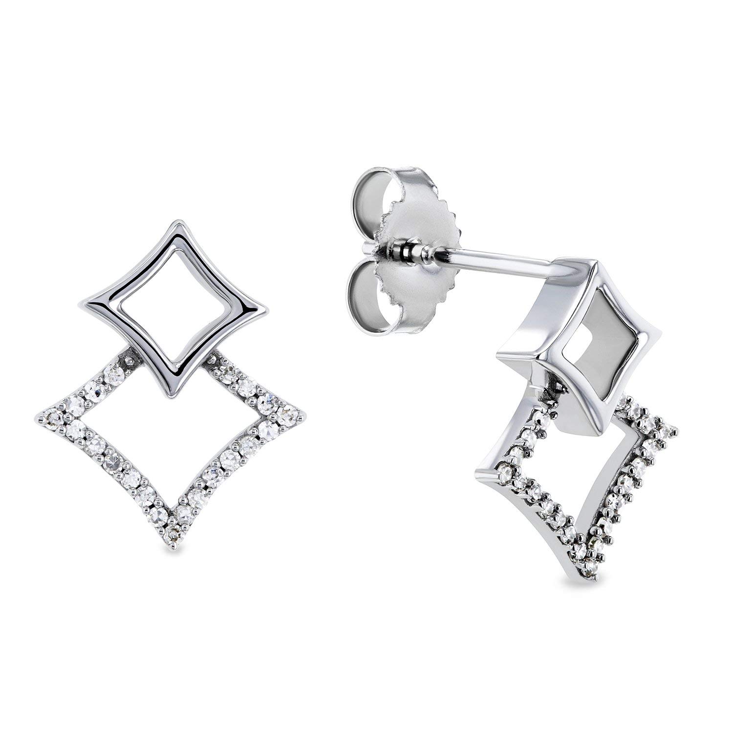 Kobelli 10k Gold Diamond Kite Stud Earrings for Women - Elegant Everyday Jewelry Gift for Anniversary, Birthday & Special Occasions