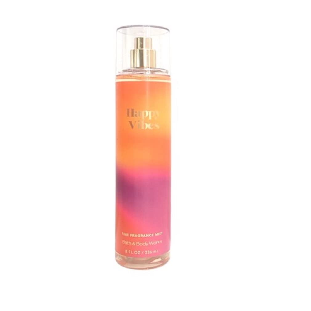Bath & Body Works Happy Vibes Fine Fragrance Body Mist Spray - 8 Fl Oz (Pack of 1) | Lightweight, Long-Lasting Perfume for Women | Perfect for Daily Use, Work, Gym & Travel