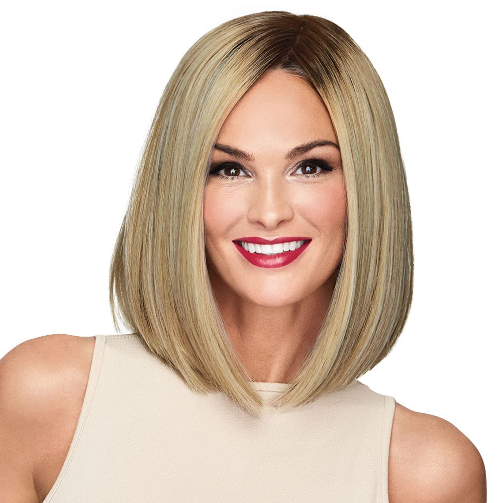 Hair u Wear Current Events Long Textured Bob Wig - Average Size Cap - SS14/22 Shaded Wheat - Perfect for Cosplay, Daily Wear & Special Occasions