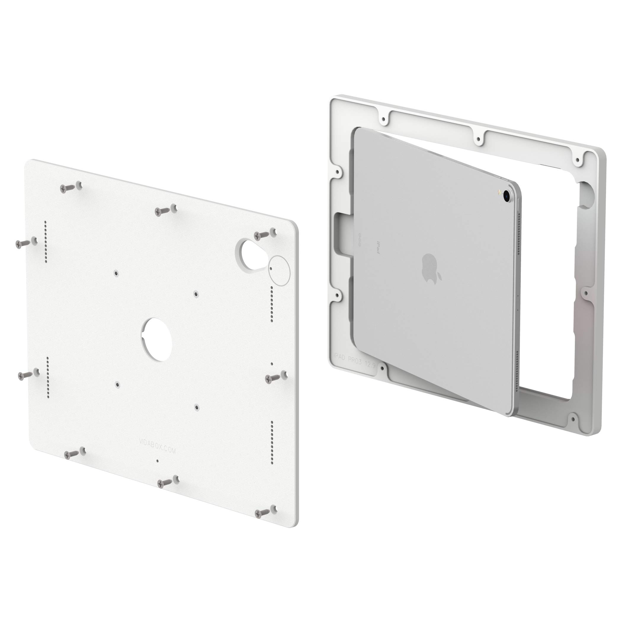VidaMount White Exposed Rear Camera VESA Mount Enclosure for iPad Pro 12.9