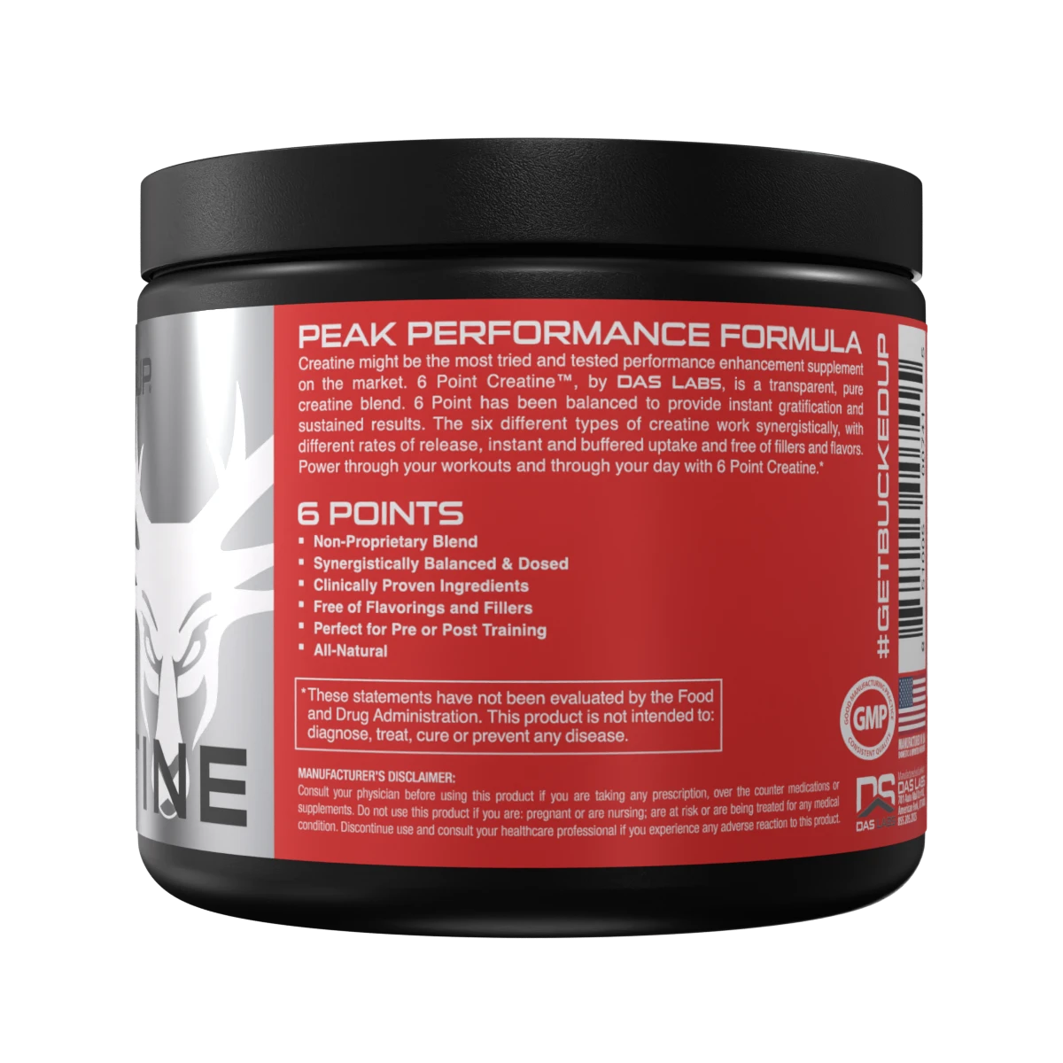Bucked Up 6 Point Creatine Powder 175.5g - Unflavored Muscle Building Supplement for Athletes & Bodybuilders - Pre Workout, Post Workout & Daily Recovery