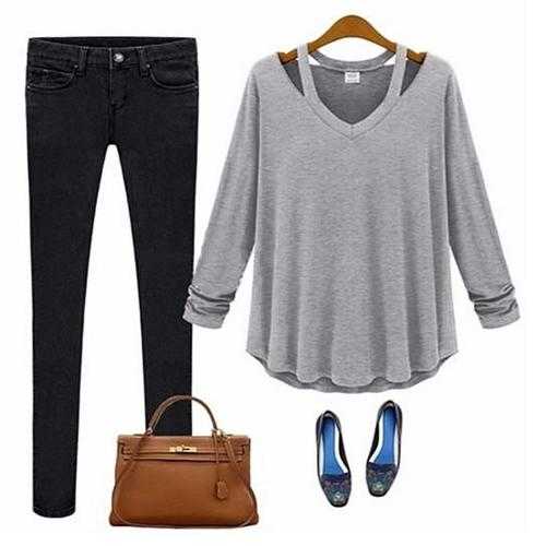 Cut Out Lounge Top - Easy Wear Long Sleeve Shirt in 6 Colors | Comfortable Casual Wear for Women, Perfect for Home, Yoga & Outings