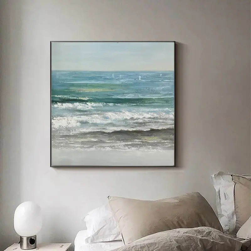 Ocean and Sky Painting #OS 014 - Handmade Canvas Wall Art for Home Decor, Office, Living Room & Bedroom