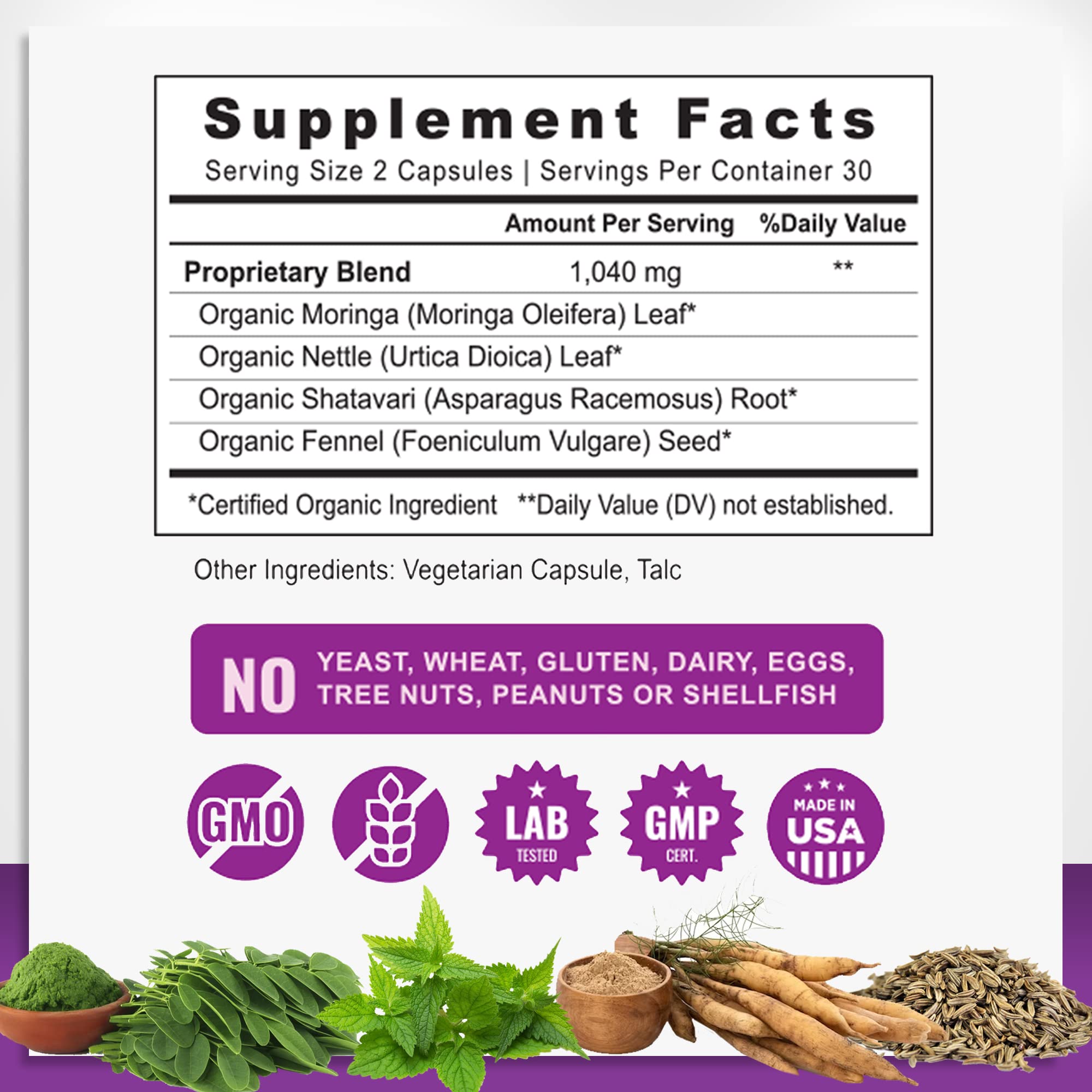Mommyz Love Lactation Supplement with Organic Postnatal Vitamins - Supports Breast Milk Production & Postpartum Recovery - 60 Capsules - Ideal for Nursing Moms Seeking Energy Boost & Milk Supply Increase