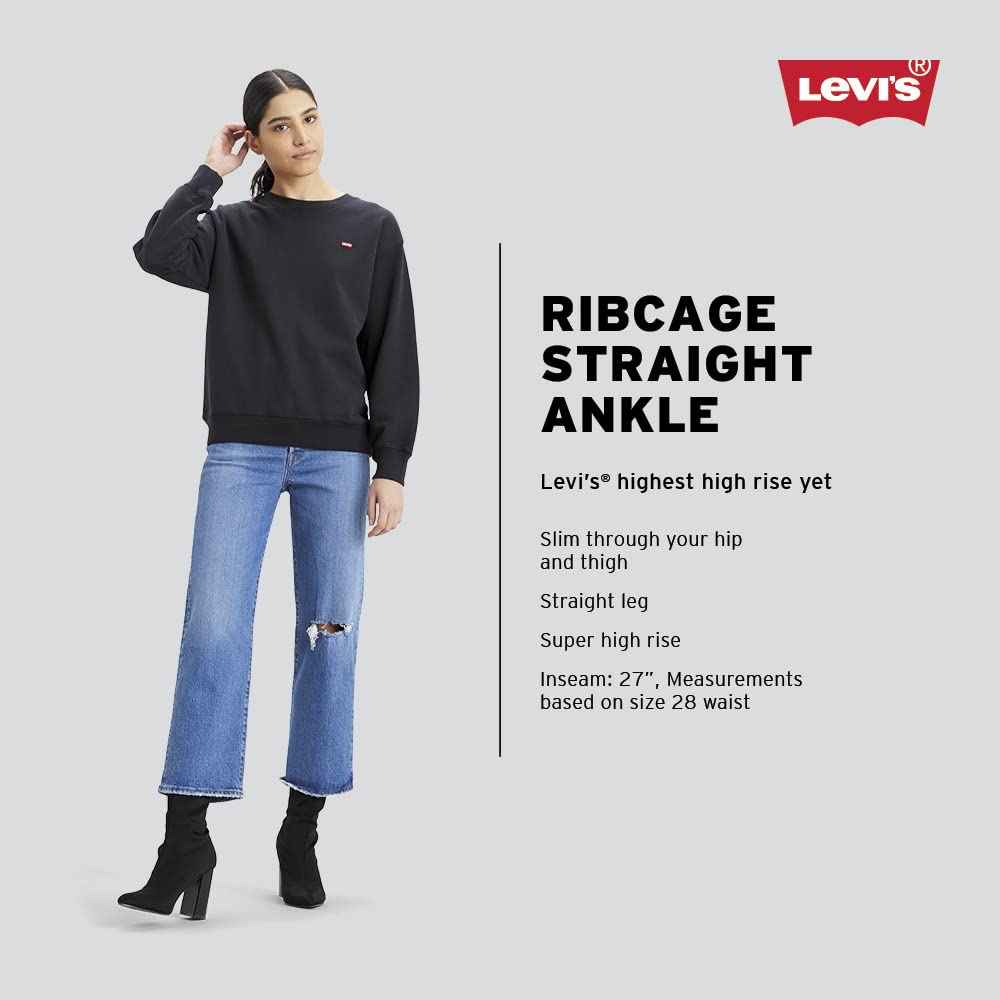 Levi's Women's Ribcage Straight Ankle Jeans - High Waist Slim Fit Denim Pants for Casual Wear & Everyday Outfits