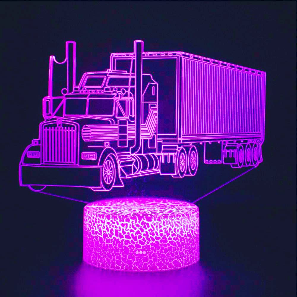 3D Illusion LED Night Light - 7 Color Changing Truck Tractor Car Lamp for Kids Room, Desk, Table Decor - Perfect Gift for Christmas, Birthday, Children's Room, Home Decor & Toy