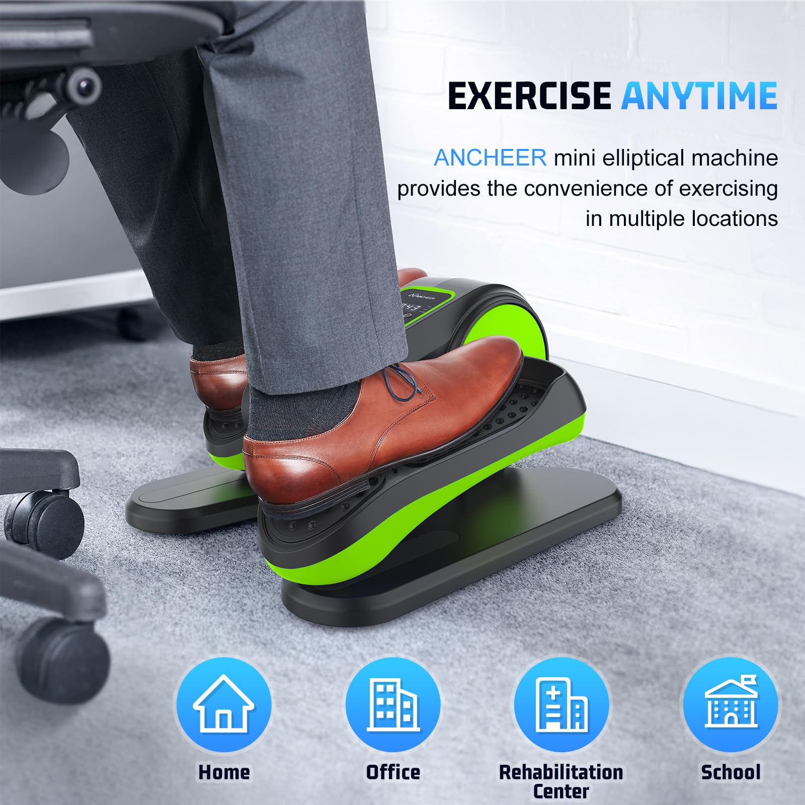 **ANCHEER Under Desk Electric Elliptical Machine - Motorized Leg Exerciser for Seniors & Office Workers, 12 Adjustable Speeds, Fully Assembled - Perfect for Home, Office & Rehab Use**