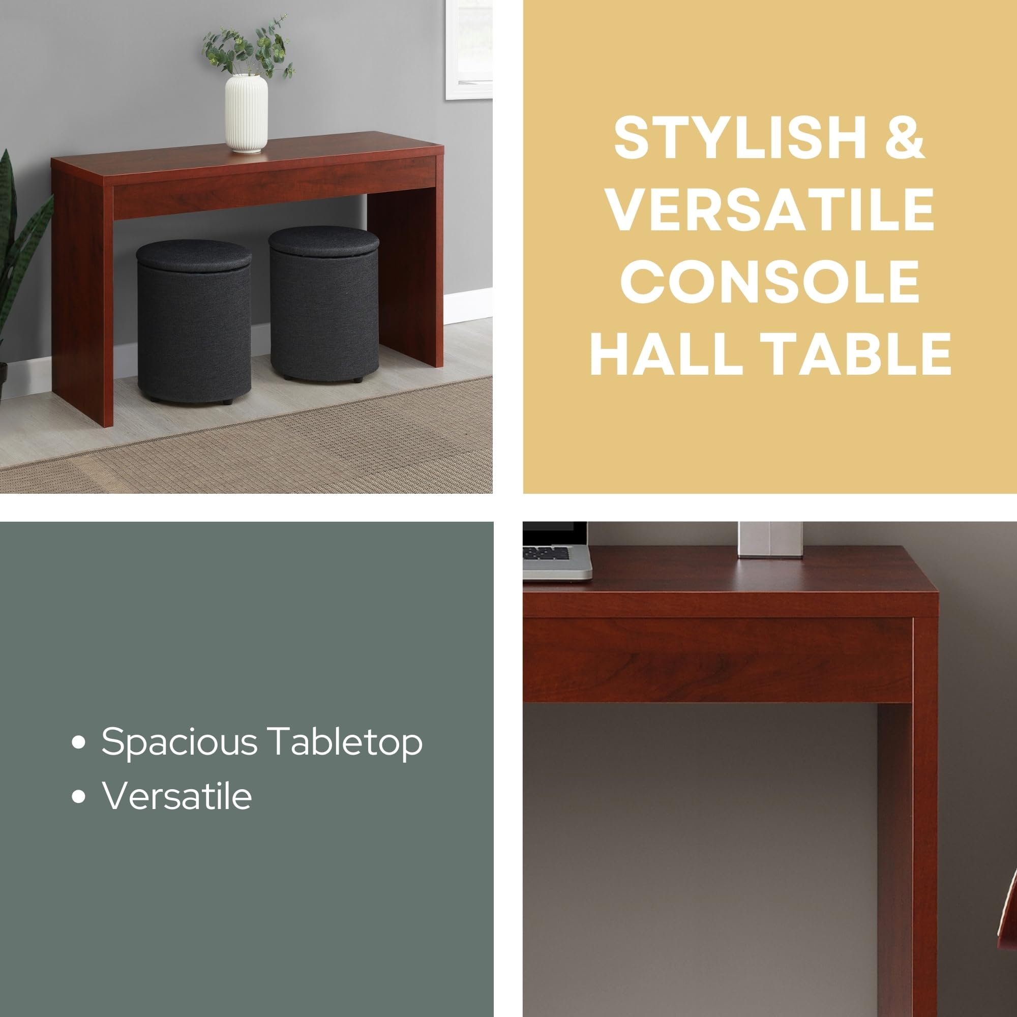 Convenience Concepts Northfield 48-Inch Console Table - Modern Sofa Table for Living Room, Contemporary Entryway Hall Table, Foyer Display Table in Cherry Finish | Perfect for Home Decor, Small Space Furniture & Entryway Organization