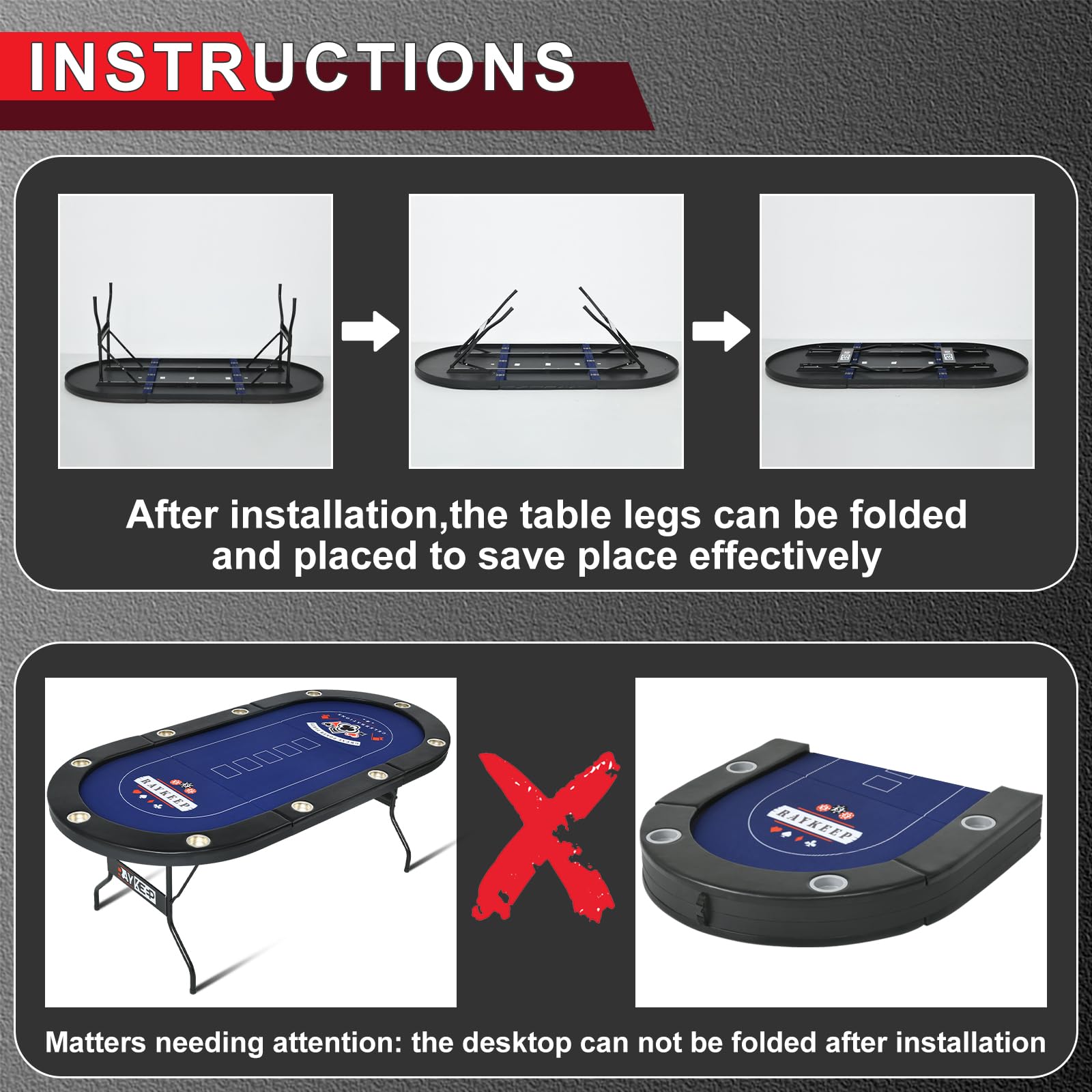 10-Player Foldable Poker Table 84