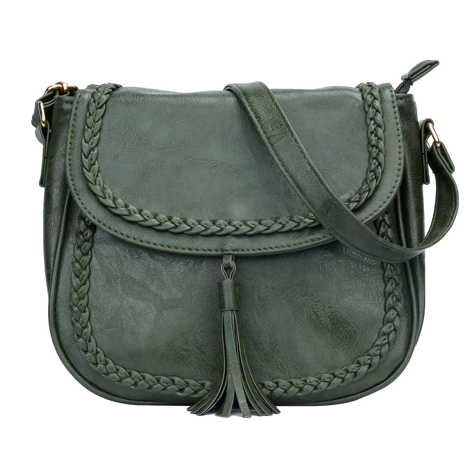 KKXIU Women's Casual Flap Saddle Crossbody Bag with Tassel - Stylish Leather Purse for Everyday Use, Work & Travel Accessories