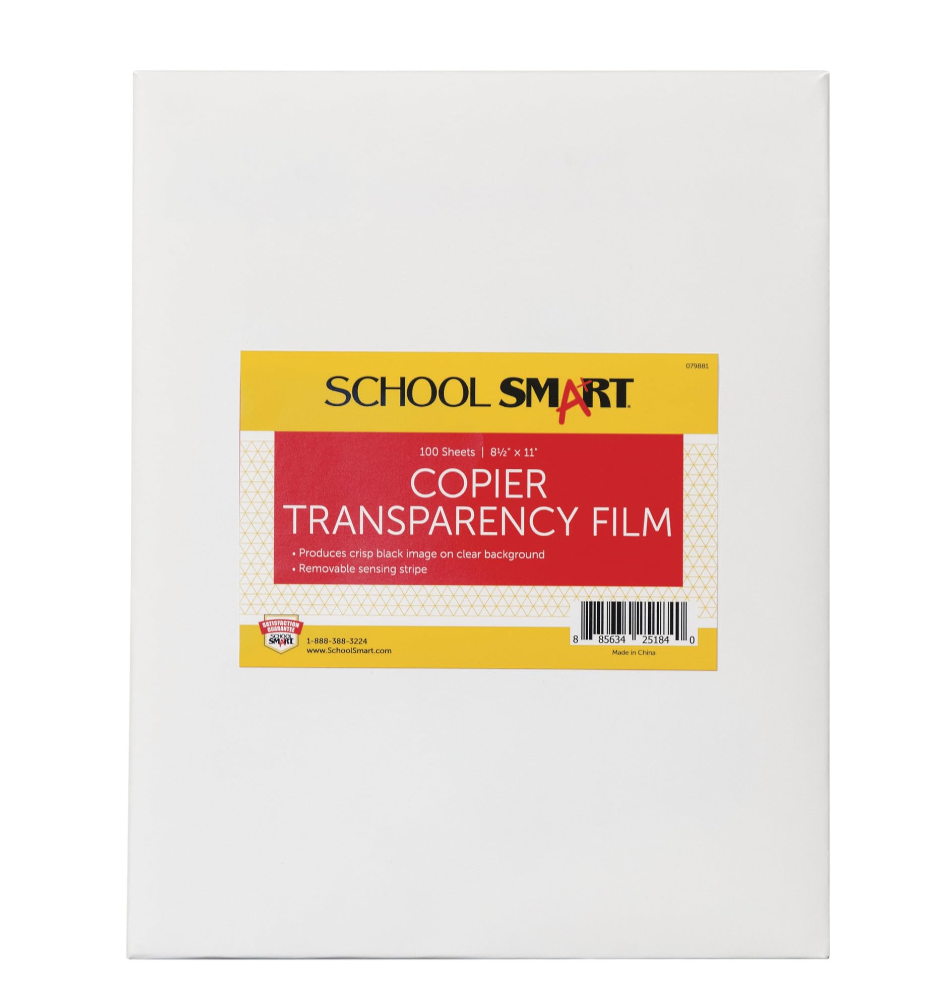School Smart Copier Transparency Film - 8.5 x 11 Inches, 100 Sheets Pack - Ideal for Overhead Projectors, Presentations, and Classroom Activities