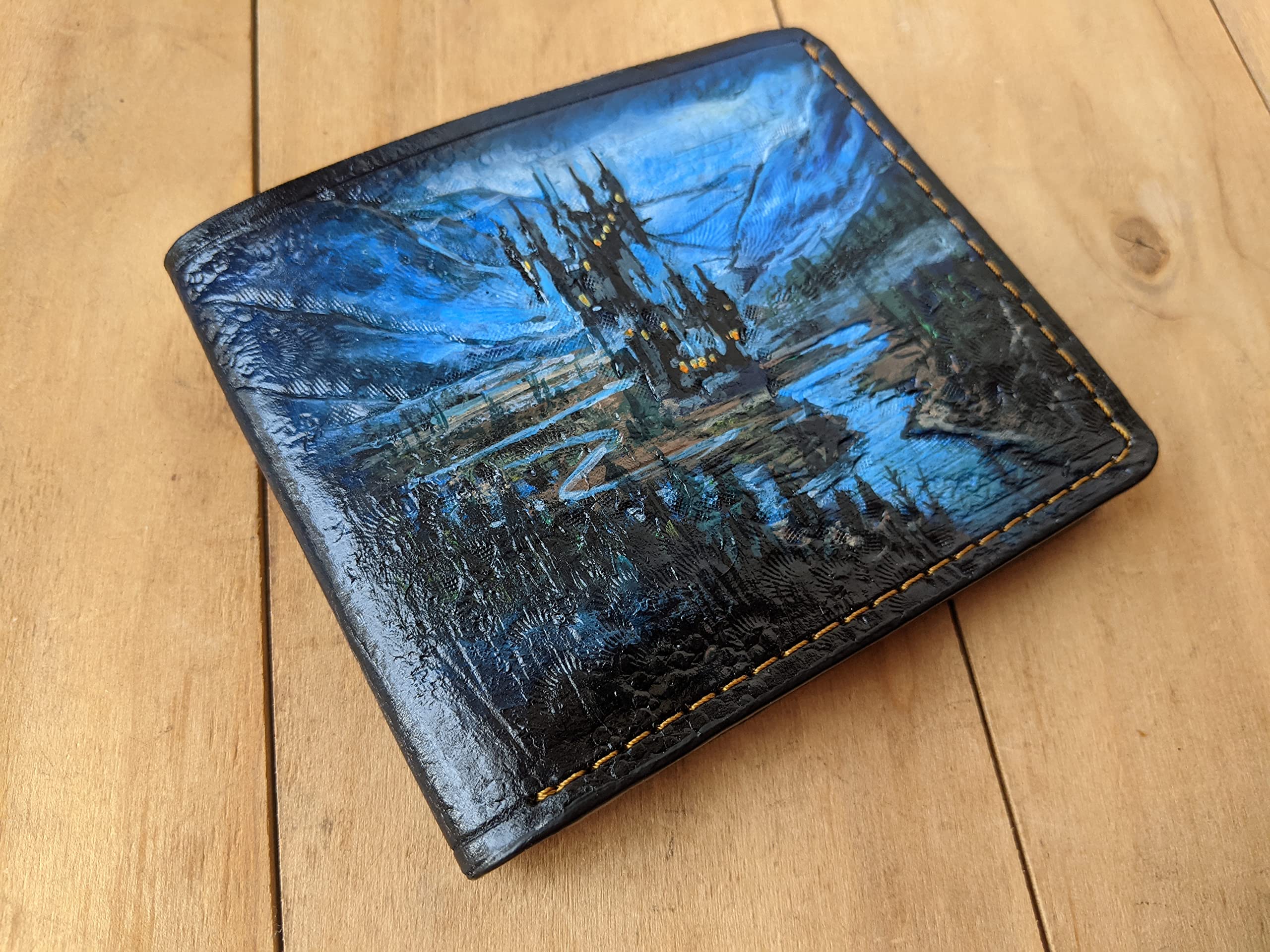 Castlevania Anime Wallet - 3D Genuine Leather Men's Biker Wallet with Handmade Carved & Airbrush Art | Custom Personalized Gift for Anime Fans & Gothic Lovers | Perfect for Cosplay, Conventions & Daily Use