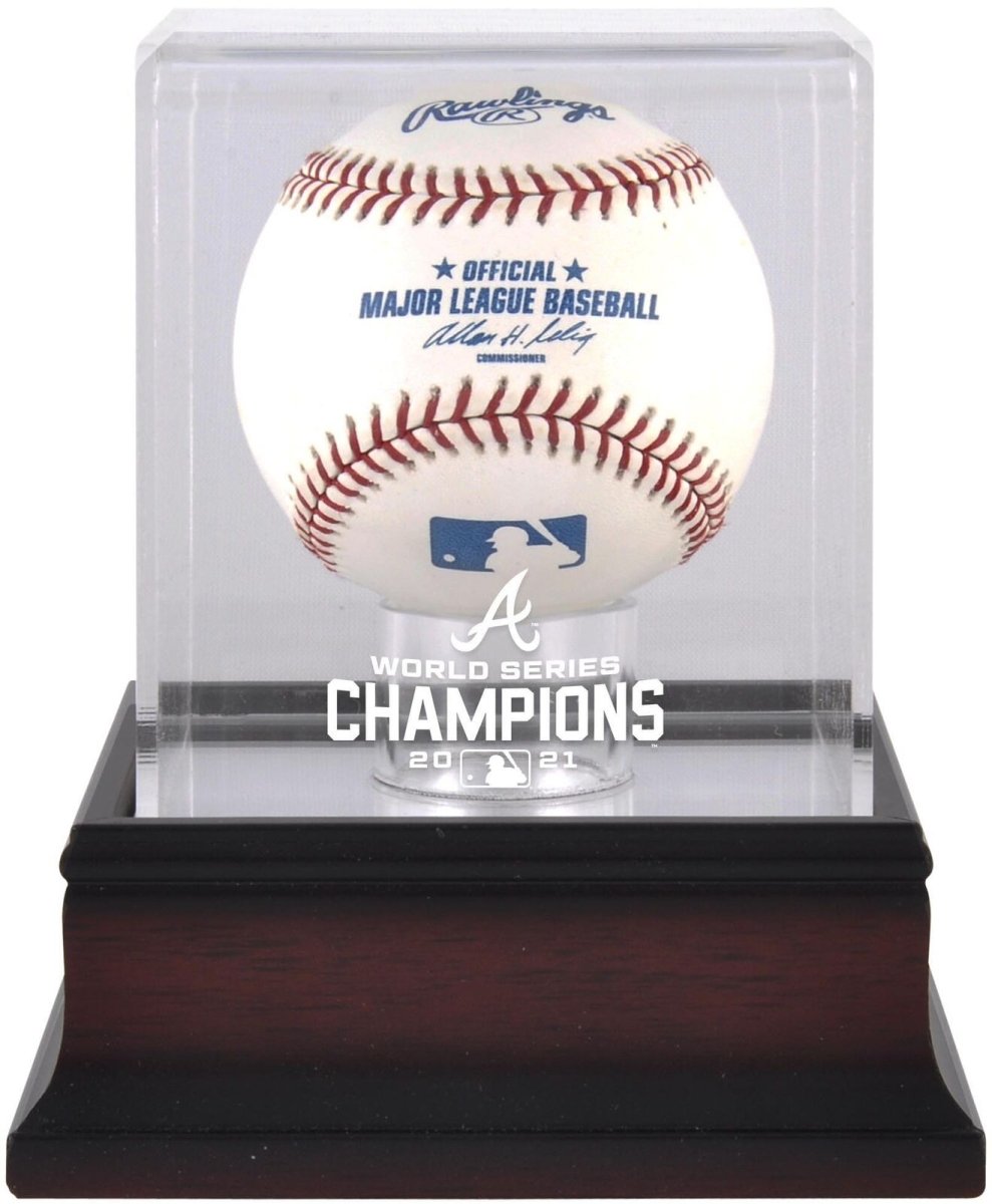 Atlanta Braves 2021 World Series Championship Mahogany Baseball Display Case - Premium Wooden Collectible Case for Baseball Memorabilia - Perfect for Sports Fans, Collectors & Man Cave Decor