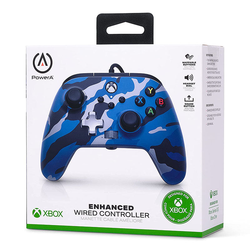 PowerA Wired Controller for Xbox Series X|S - Metallic Blue Camo Design - Perfect for Gaming, Streaming & Competitive Play