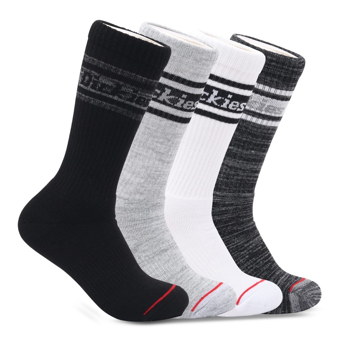 Dickies Black and Gray Crew Socks 4-Pack - Comfortable Work Socks for Men & Women - Perfect for Daily Wear, Hiking, and Outdoor Activities