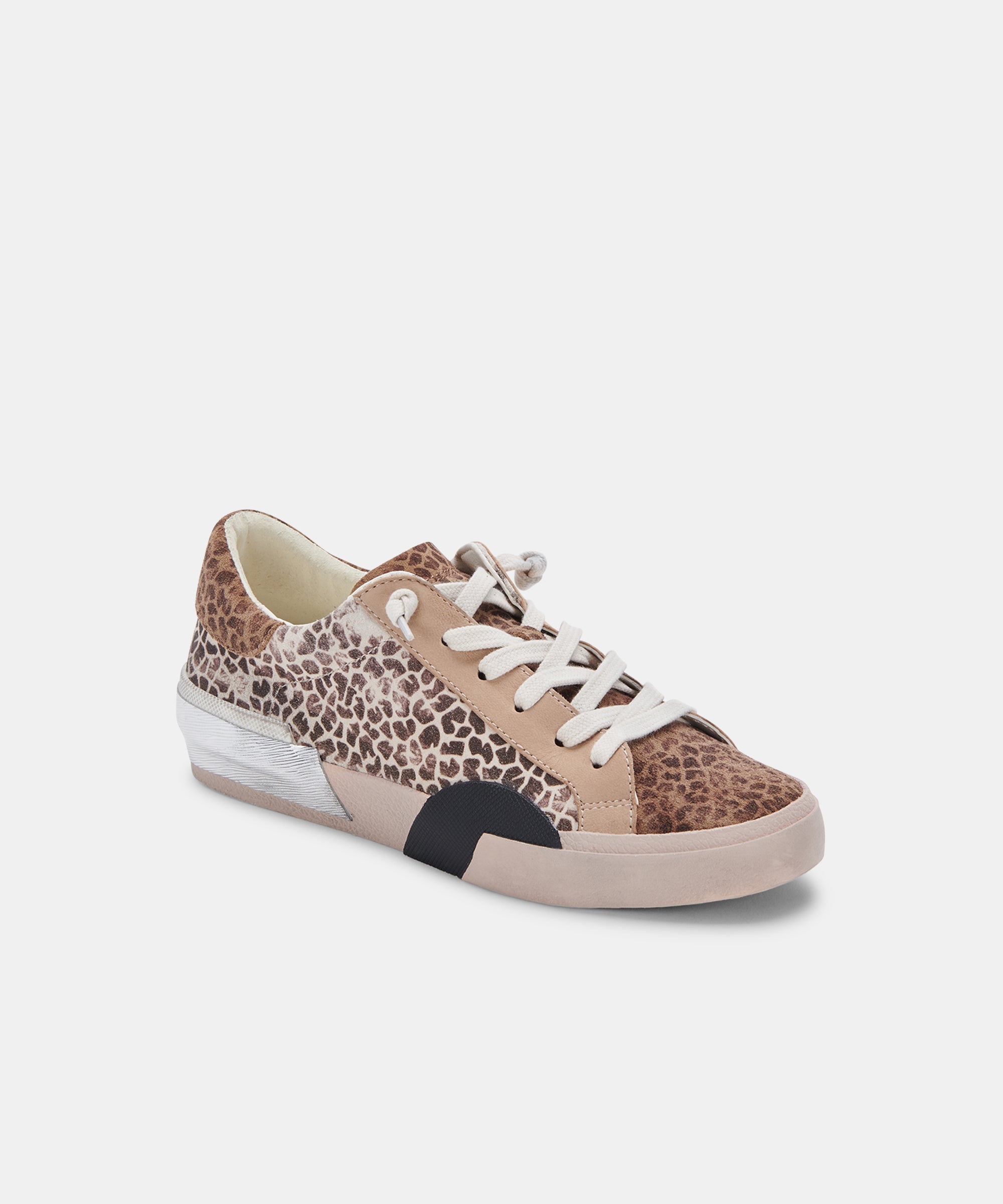 ZINA SNEAKERS - Women's Leopard Print Multi-Colored Dusted Suede Fashion Sneakers for Casual Wear, Walking & Everyday Comfort
