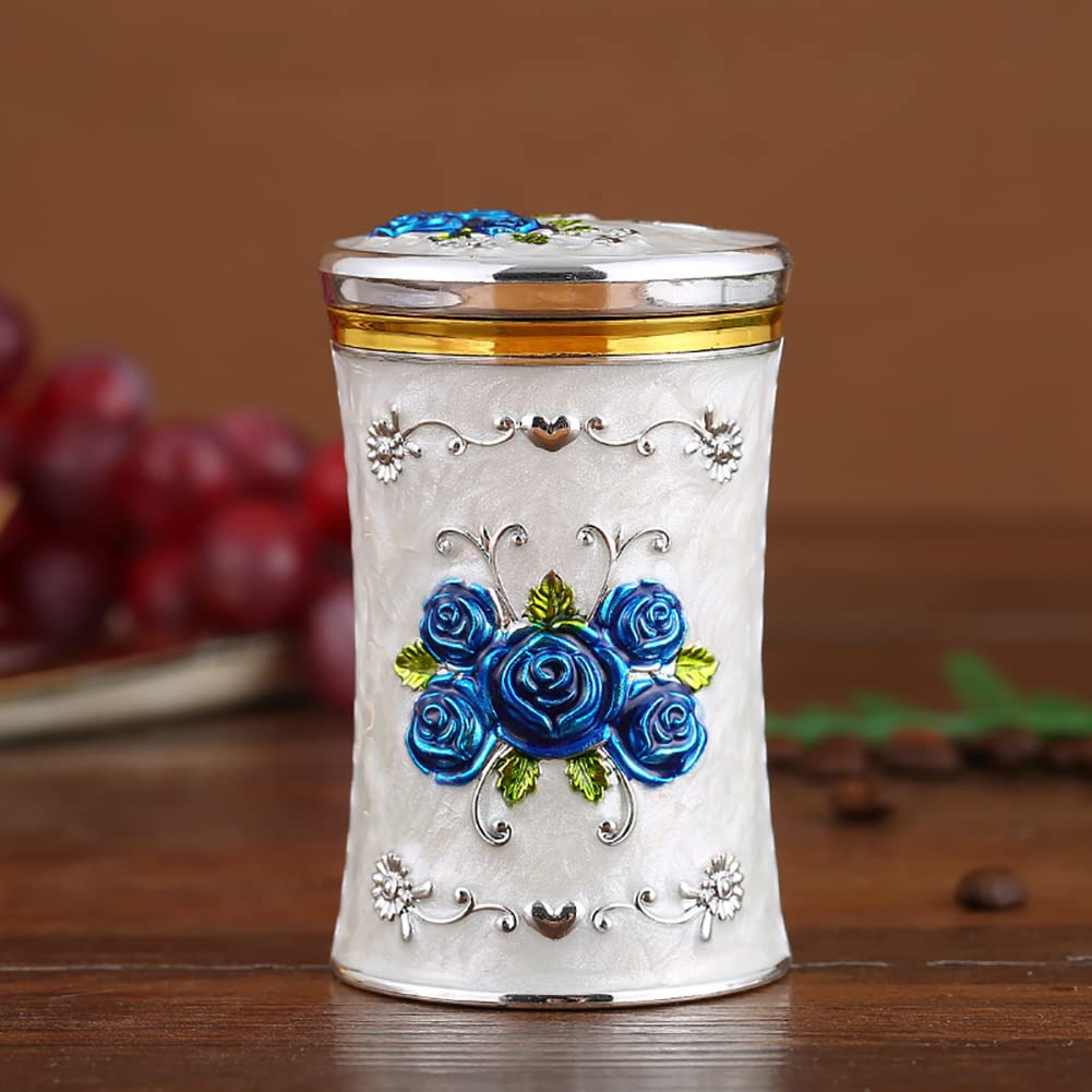 Vintage Floral Plastic Toothpick Holder with Lid - 8.3x5cm Toothpick Dispenser Jar for Restaurant, Kitchen, Bar, Home & Party Table Decor - Perfect for Appetizers, Snacks & Entertaining Guests