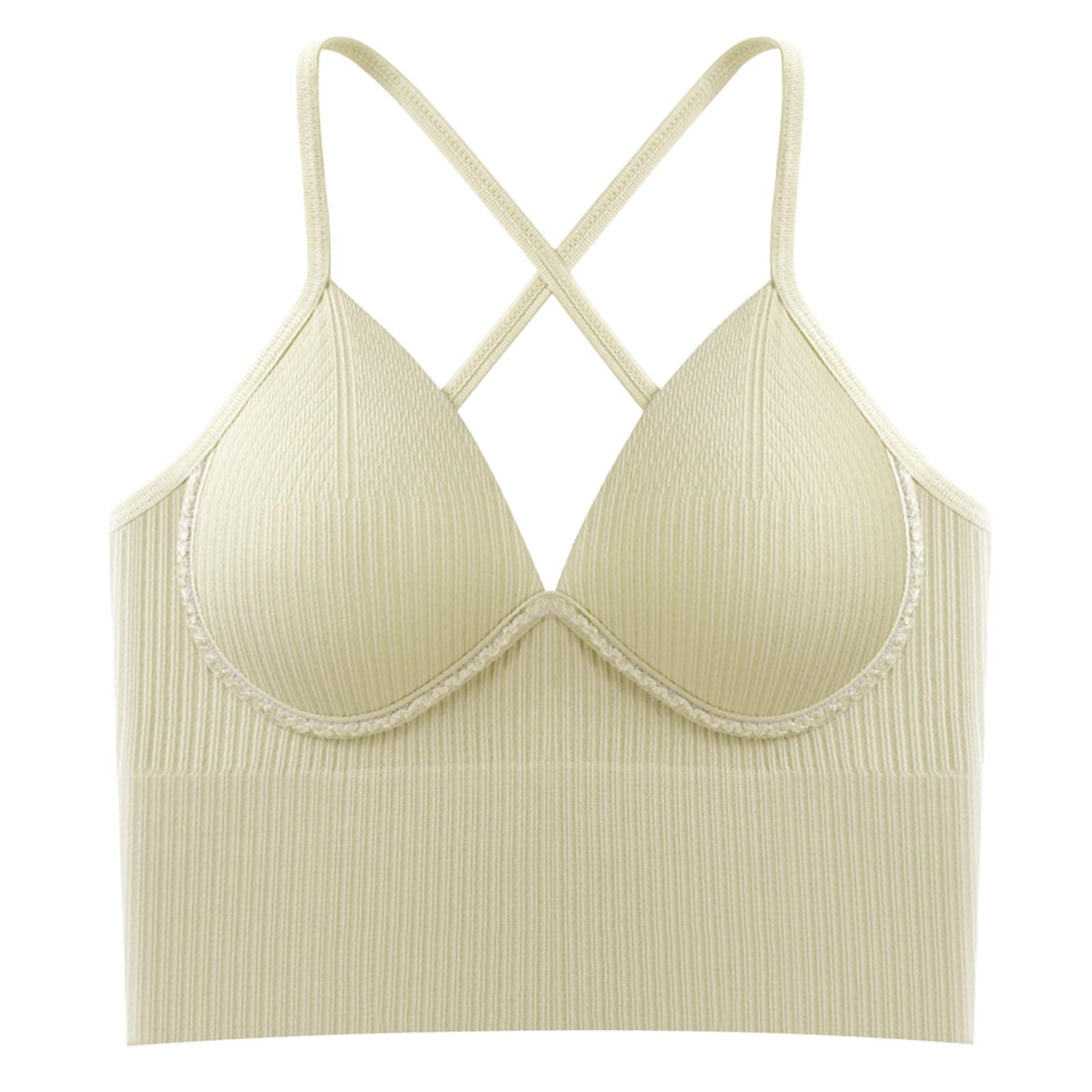 Wireless Women's Solid Color Sling Bra with Chest Pads - Seamless Comfort for Summer, Yoga, Workout & Everyday Wear