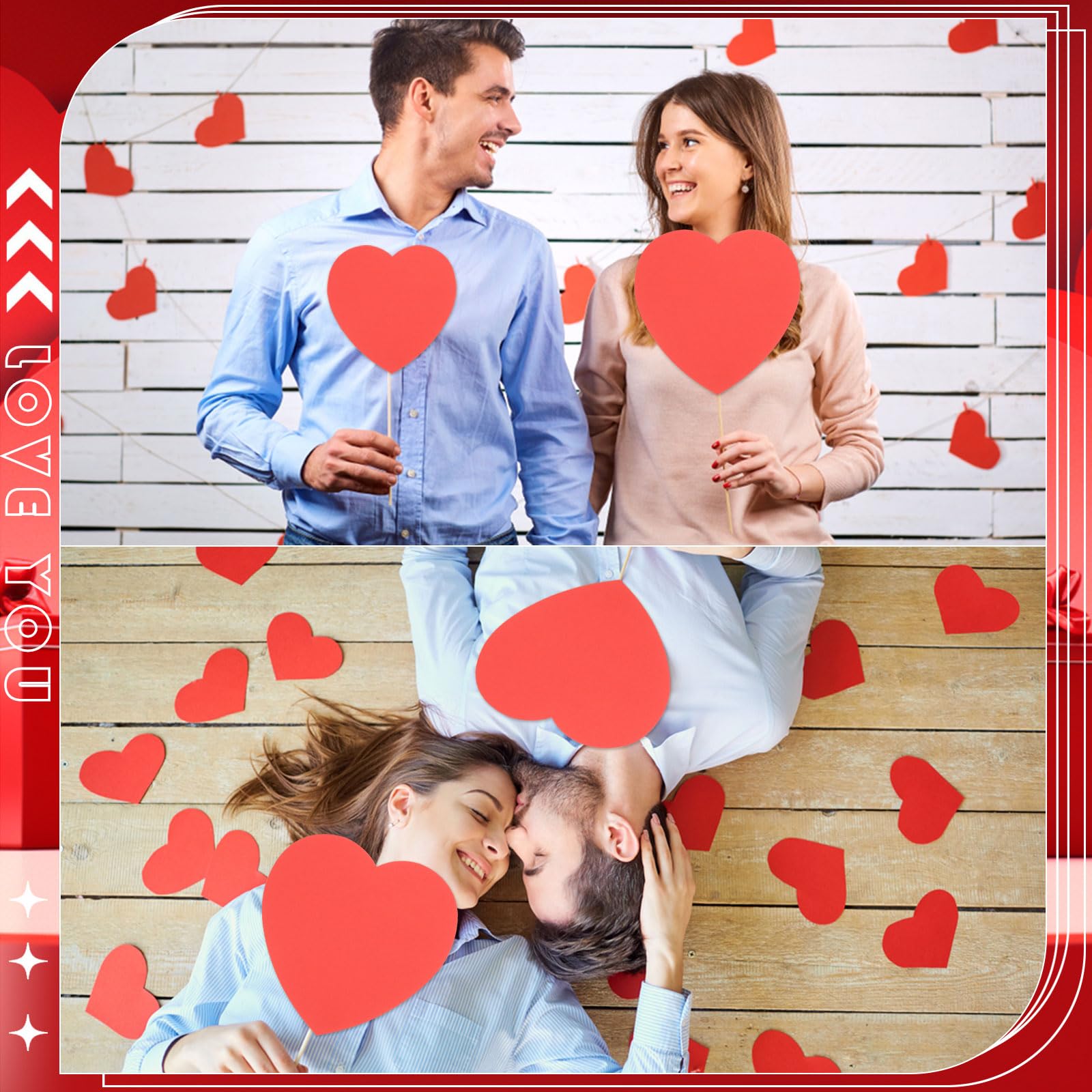 120 Pcs Valentine's Day Heart Cutouts - 11.8