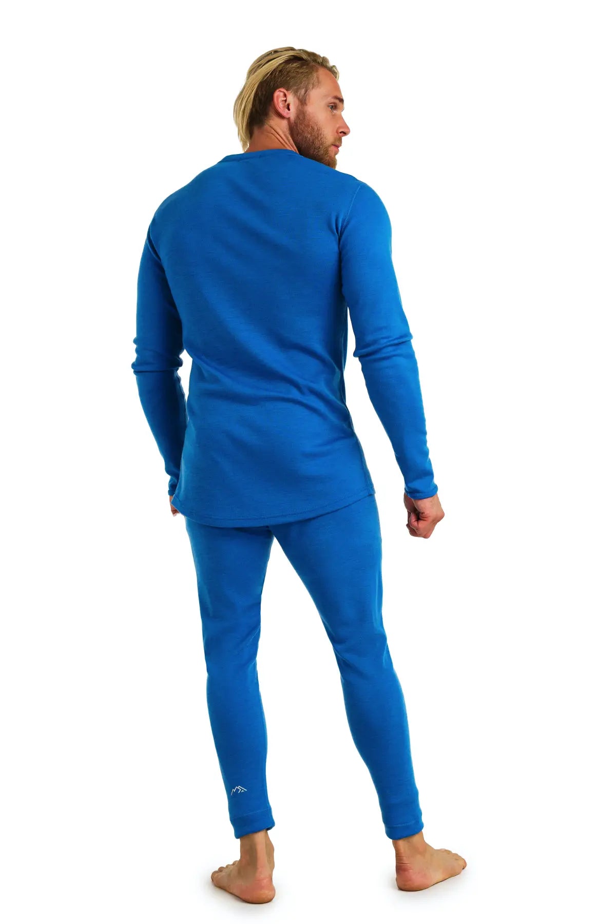 Men's Merino Wool Thermal Underwear Set 320 GSM - Ocean Blue | Winter Base Layer for Hiking, Skiing & Cold Weather Activities